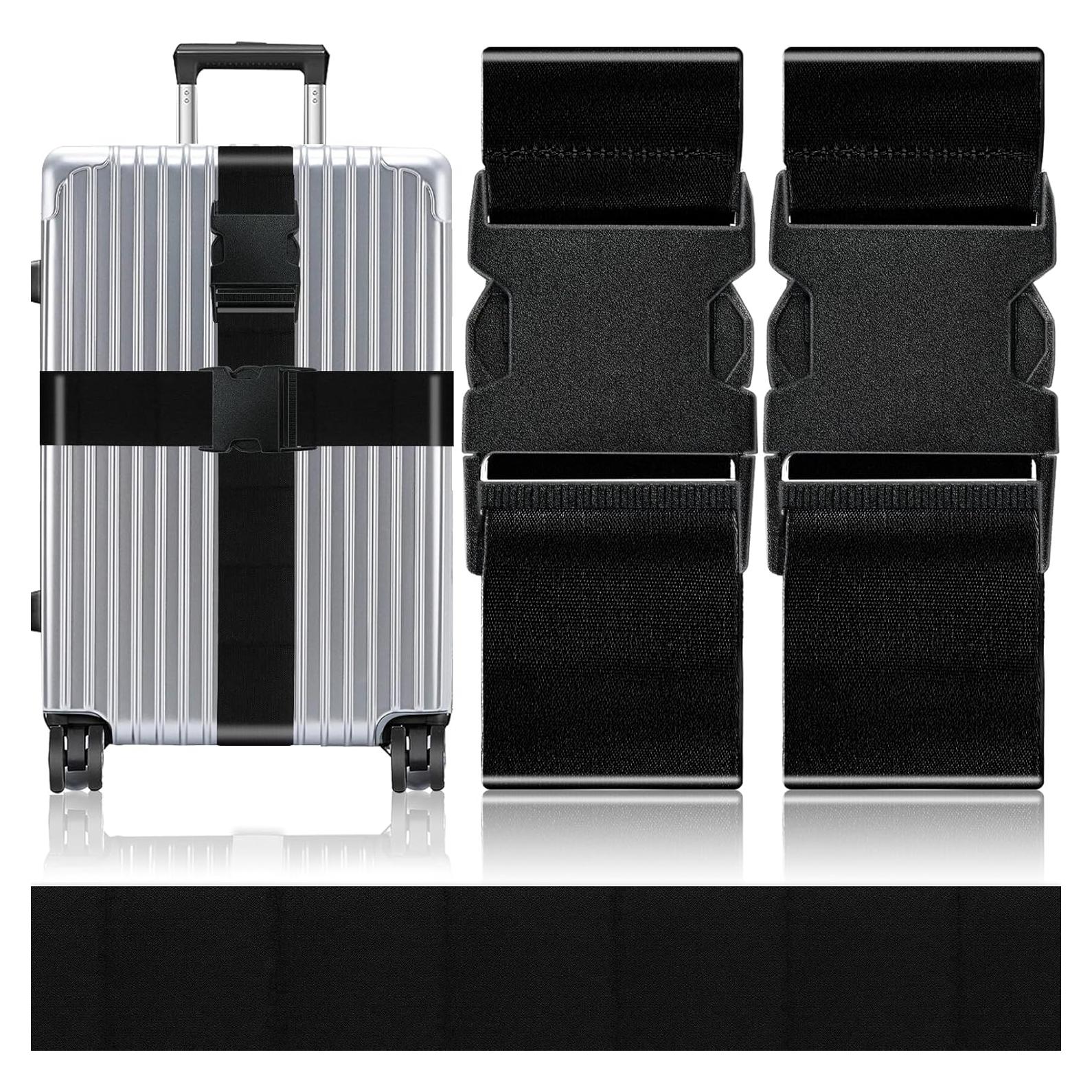 Correas de Equipaje Slohif Ajustables 2 Piezas Nylon Negro