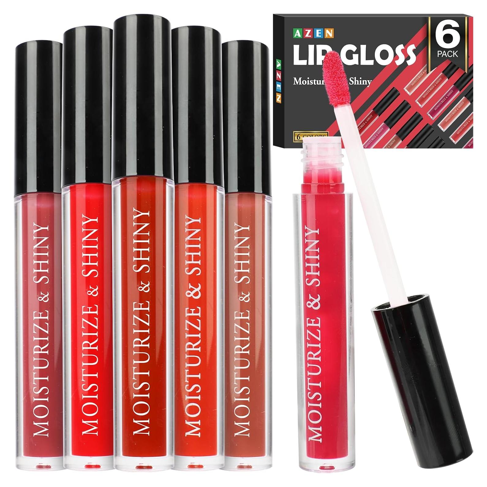 Set de 6 Brillos Labiales AZEN Hidratantes y Brillantes