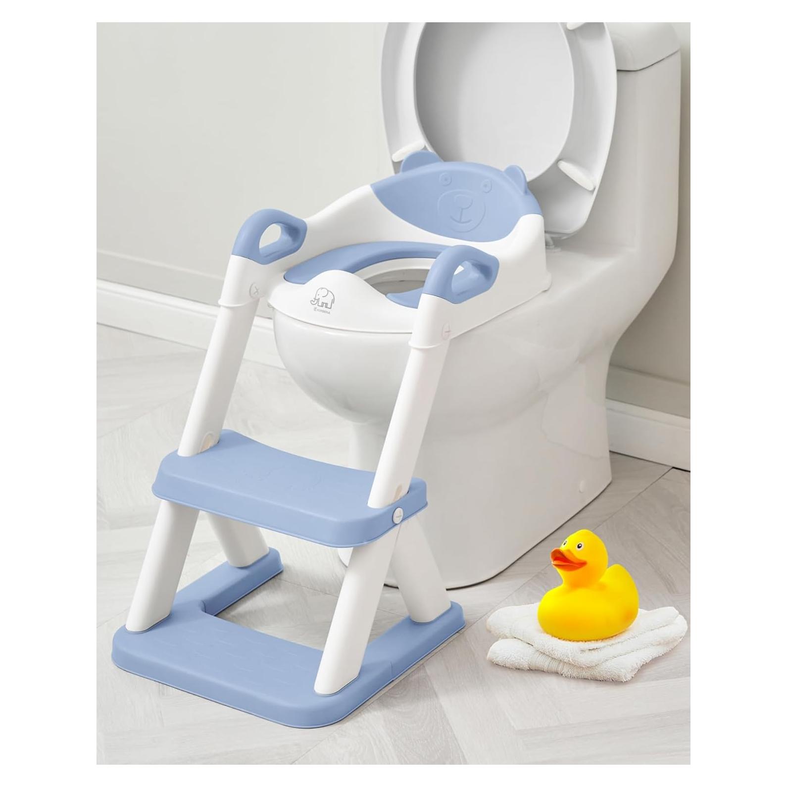 Asiento de Entrenamiento para Baño Forbena Azul con Escalera