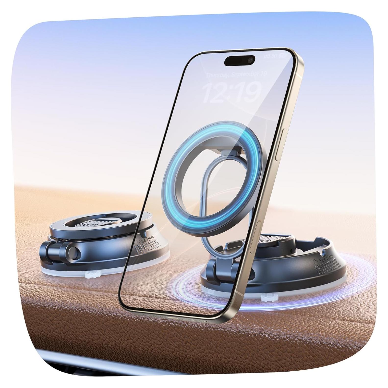 Soporte de Coche Magnético SUPERONE para iPhone MagSafe - Ultra Compacto