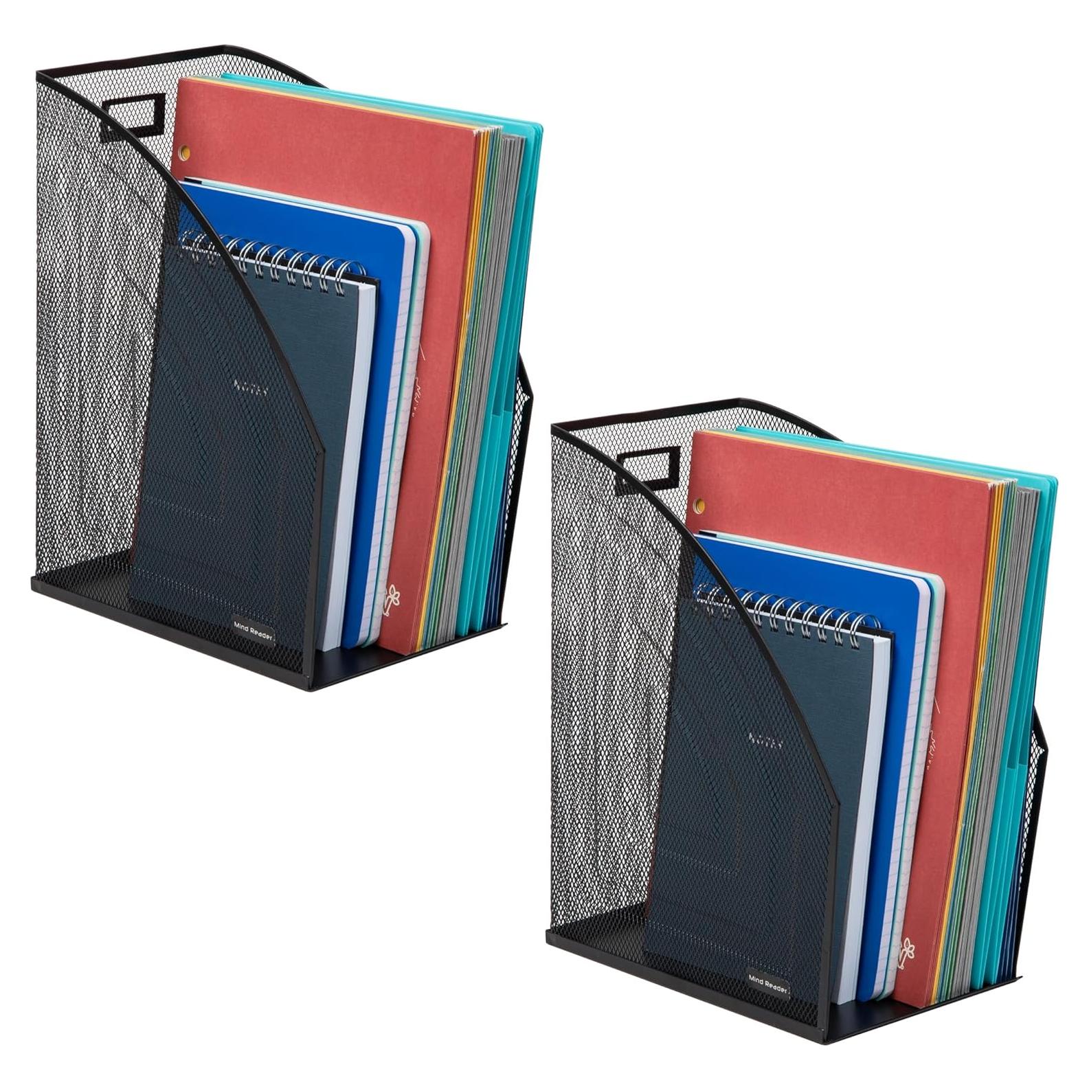 Organizador de Escritorio Vertical Mind Reader, Juego de 2, Malla Negra, 25.4x15.88x31.75 cm