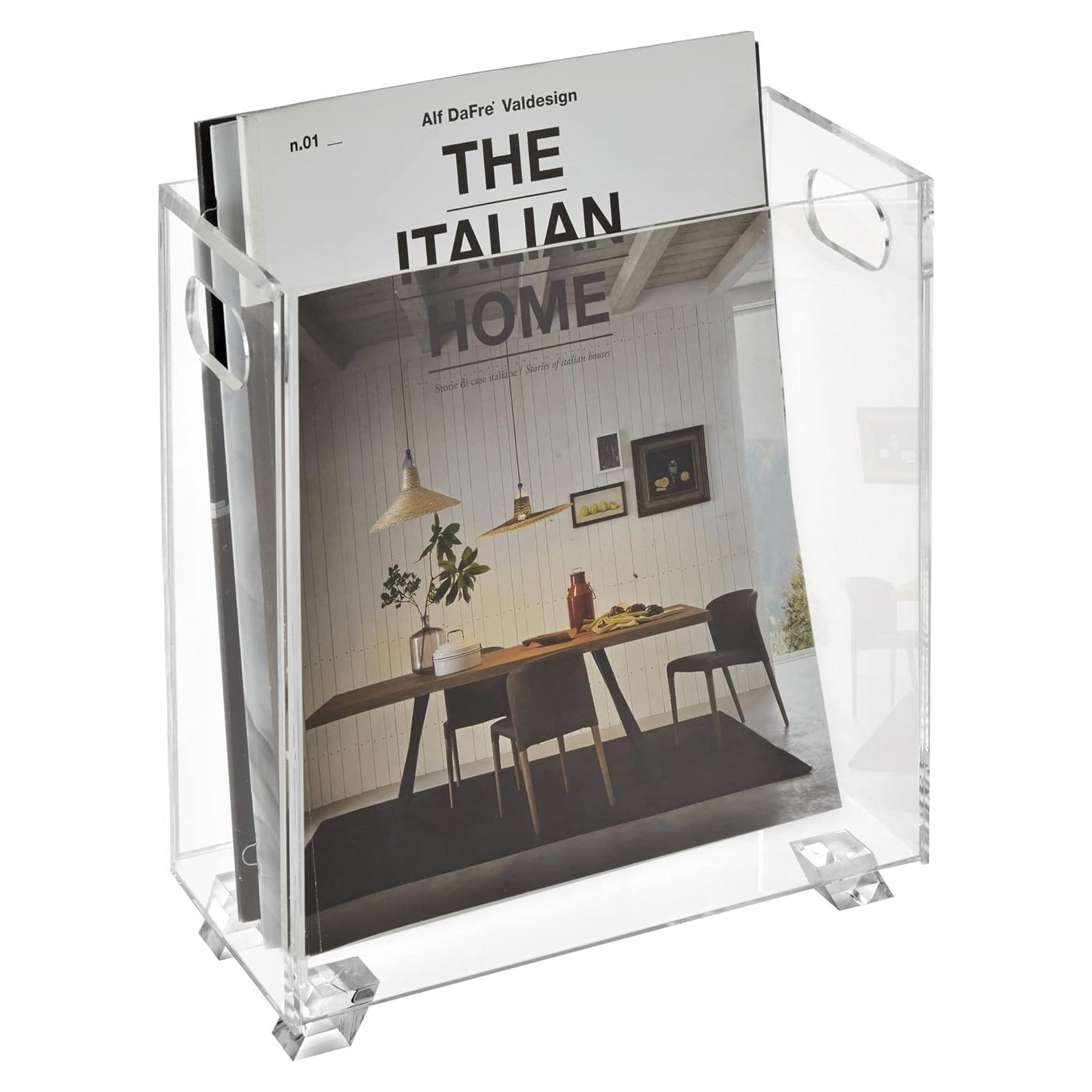 Soporte de Revistas Acrílico Stock Your Home - Transparente - 25.4x11.4x27.6 cm