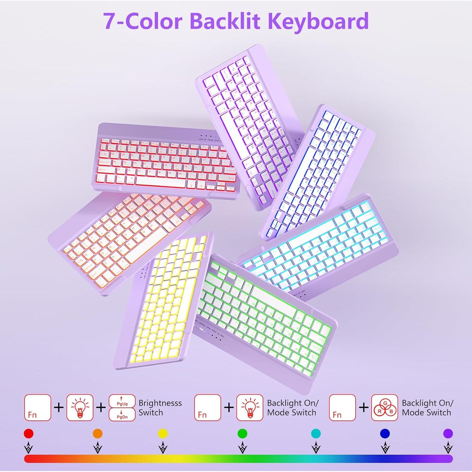 Funda Teclado Inalámbrico MMK para iPad 11" y 10" - Retroiluminada 7 Colores