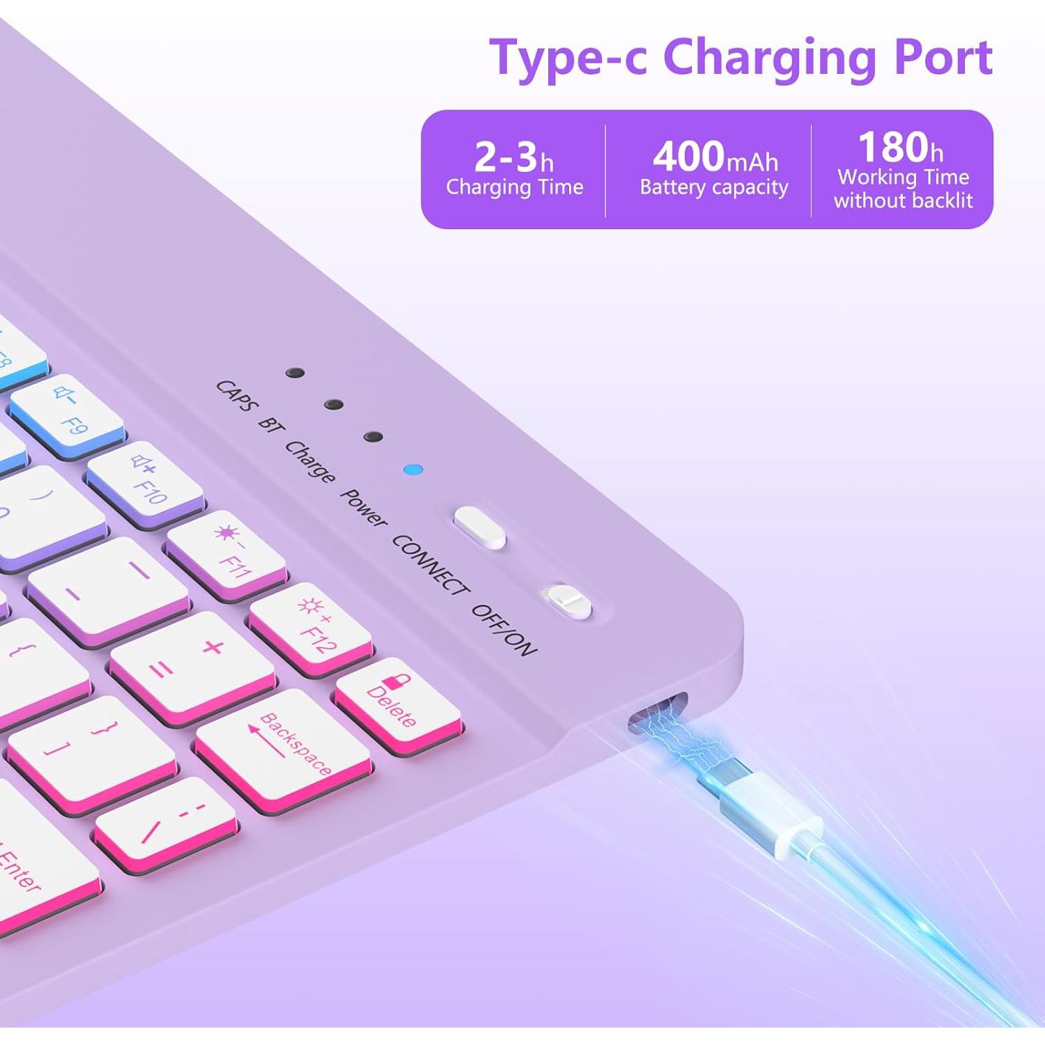 Funda Teclado Inalámbrico MMK para iPad 11" y 10" - Retroiluminada 7 Colores