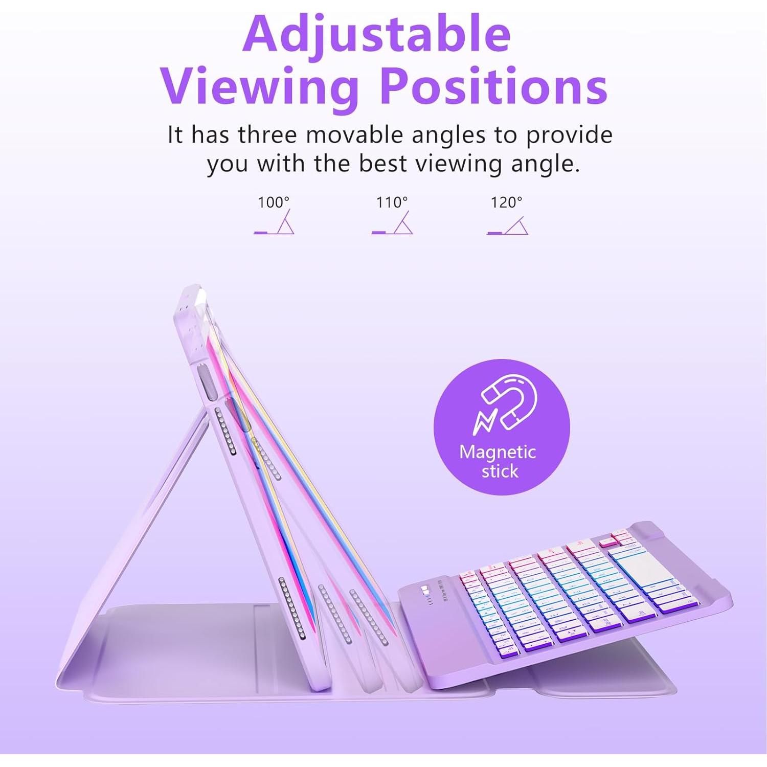 Funda Teclado Inalámbrico MMK para iPad 11" y 10" - Retroiluminada 7 Colores