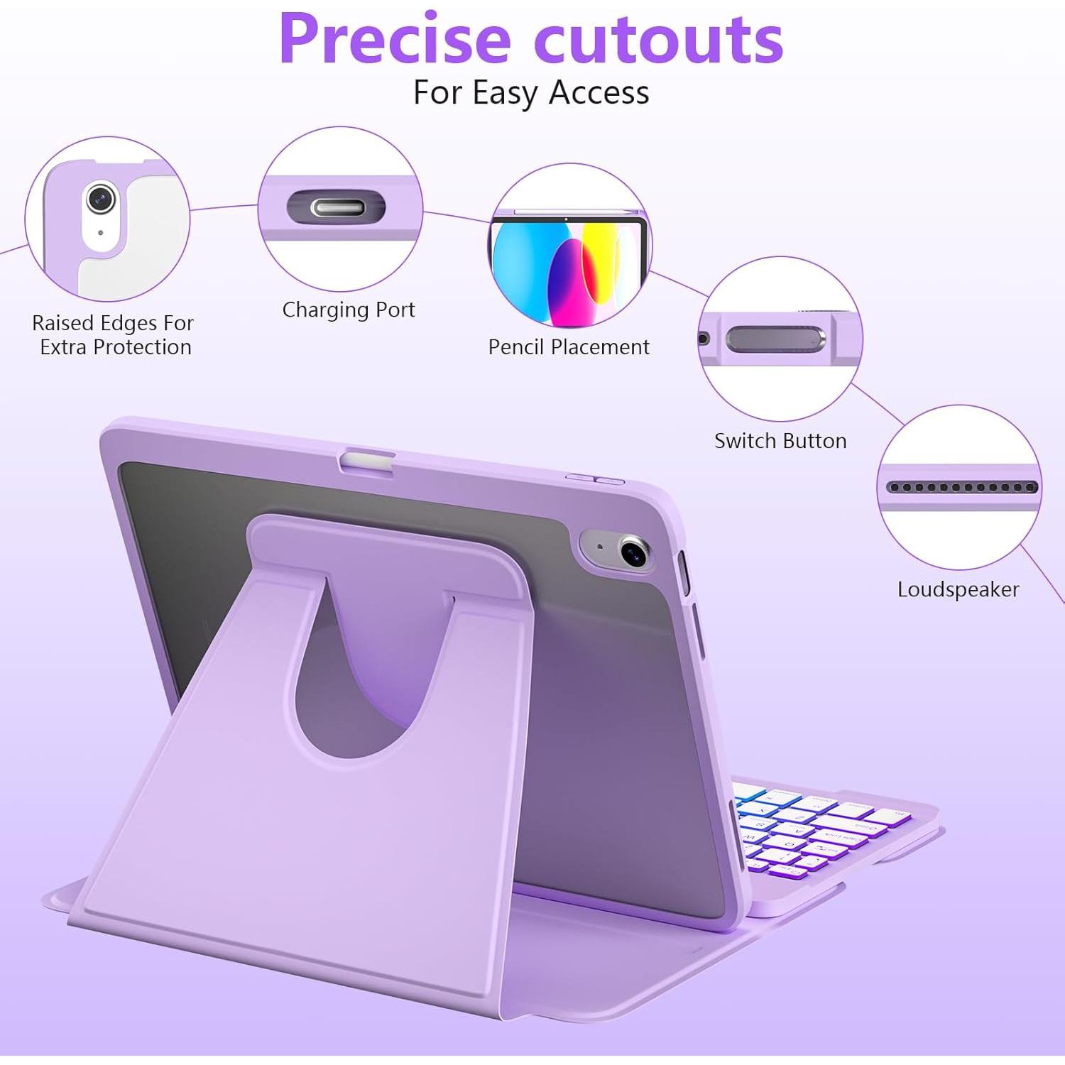 Funda Teclado Inalámbrico MMK para iPad 11" y 10" - Retroiluminada 7 Colores