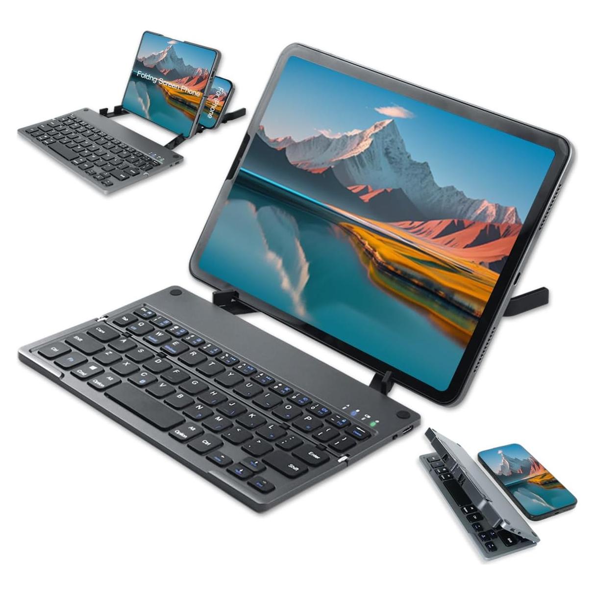 Teclado Plegable Bluetooth QUZZZRING con Soporte Universal