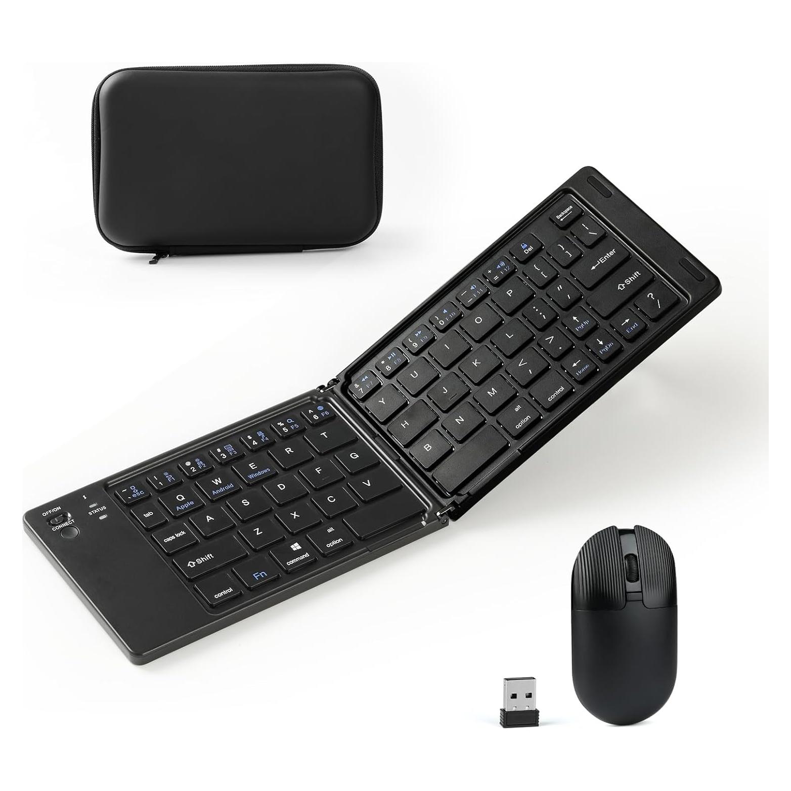 Teclado y Ratón Plegables KASING Inalámbricos USB-C Negro