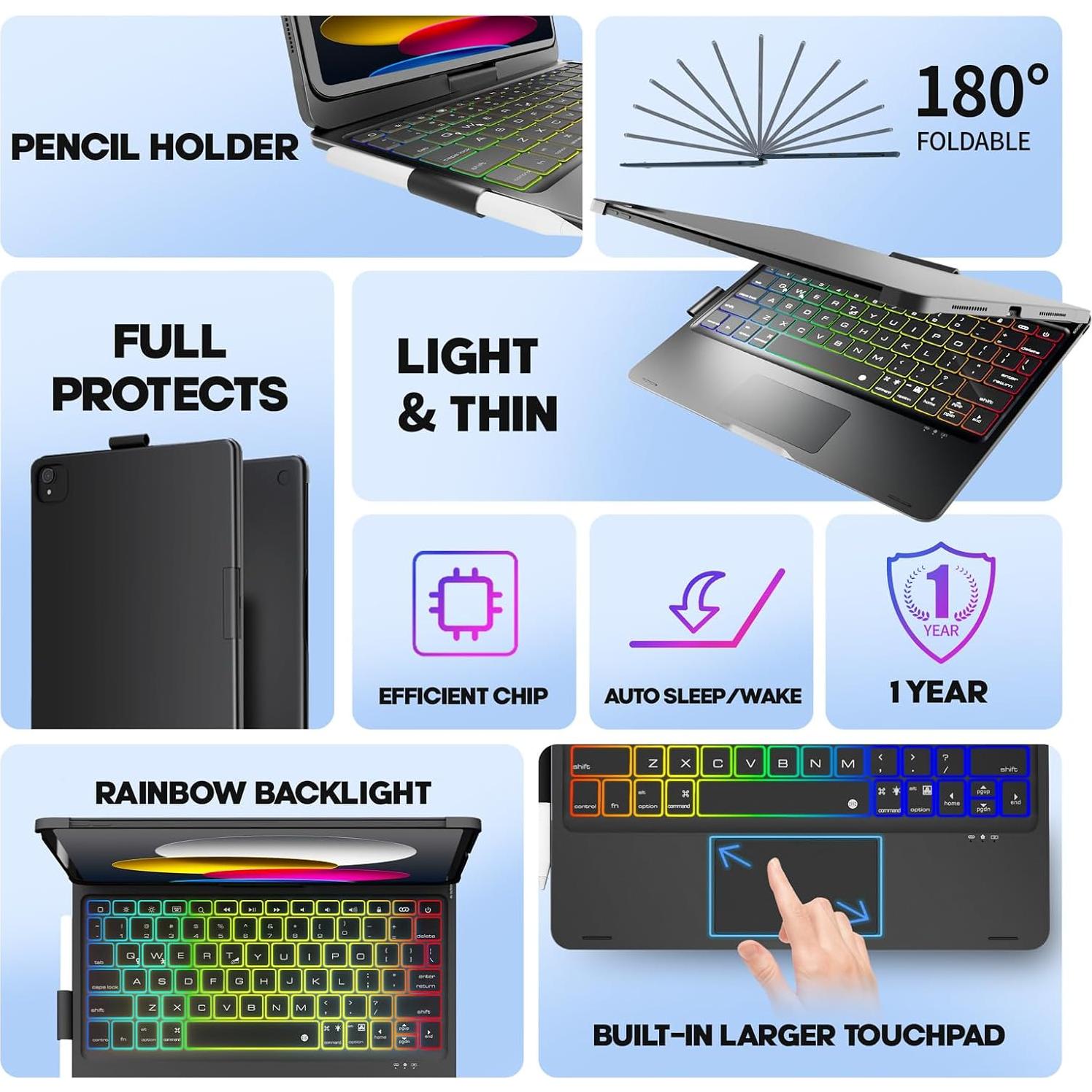 Funda con Teclado NOKBABO para iPad 10ª/11ª Gen - Negro Mate