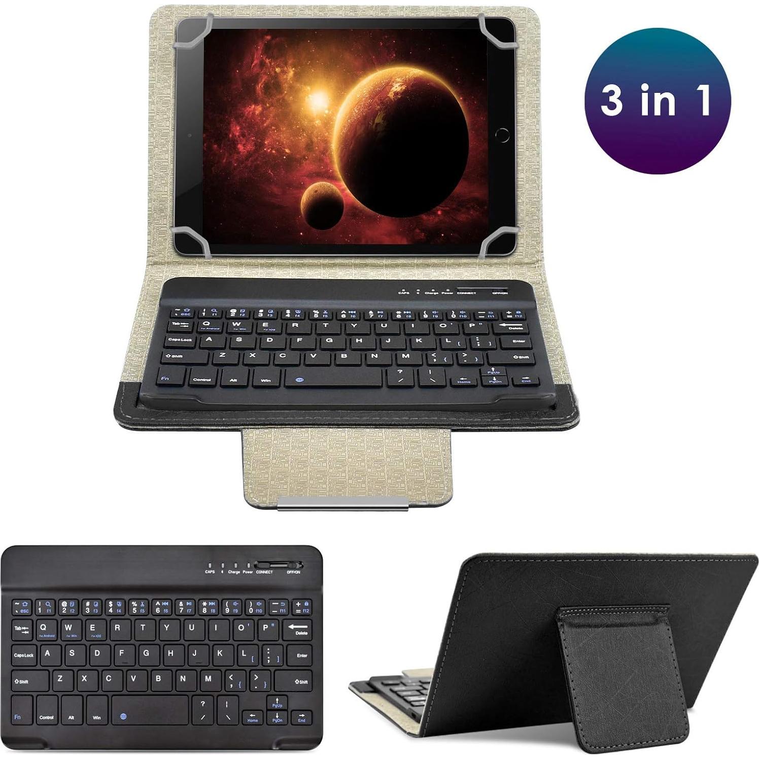 Funda Universal con Teclado Bluetooth DETUOSI 8" Negra