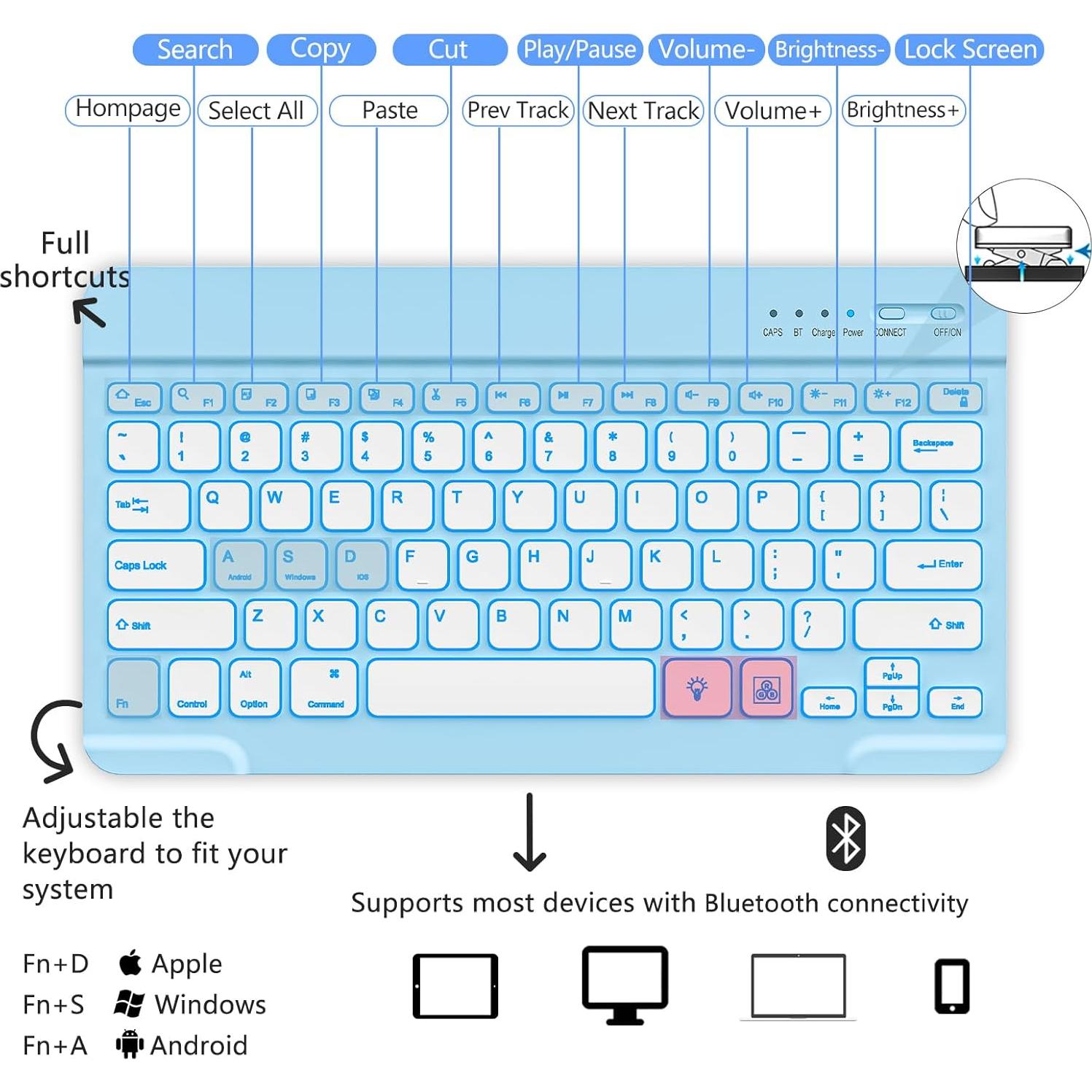 Funda con Teclado Bluetooth MMK para iPad Air 33 cm y Pro 32.8 cm