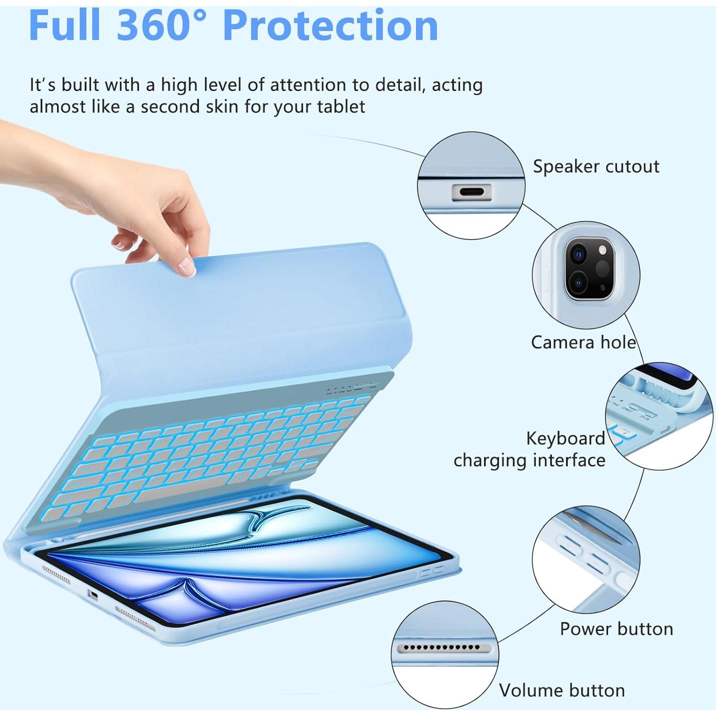Funda con Teclado Bluetooth MMK para iPad Air 33 cm y Pro 32.8 cm