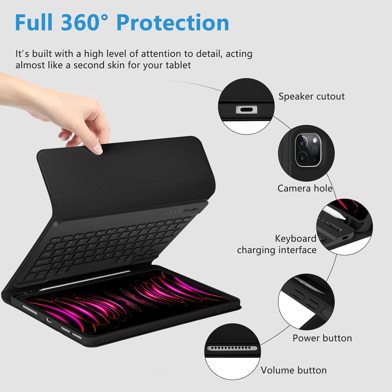 Funda con Teclado MMK para iPad Pro 11" y Air 10.9" - Negro