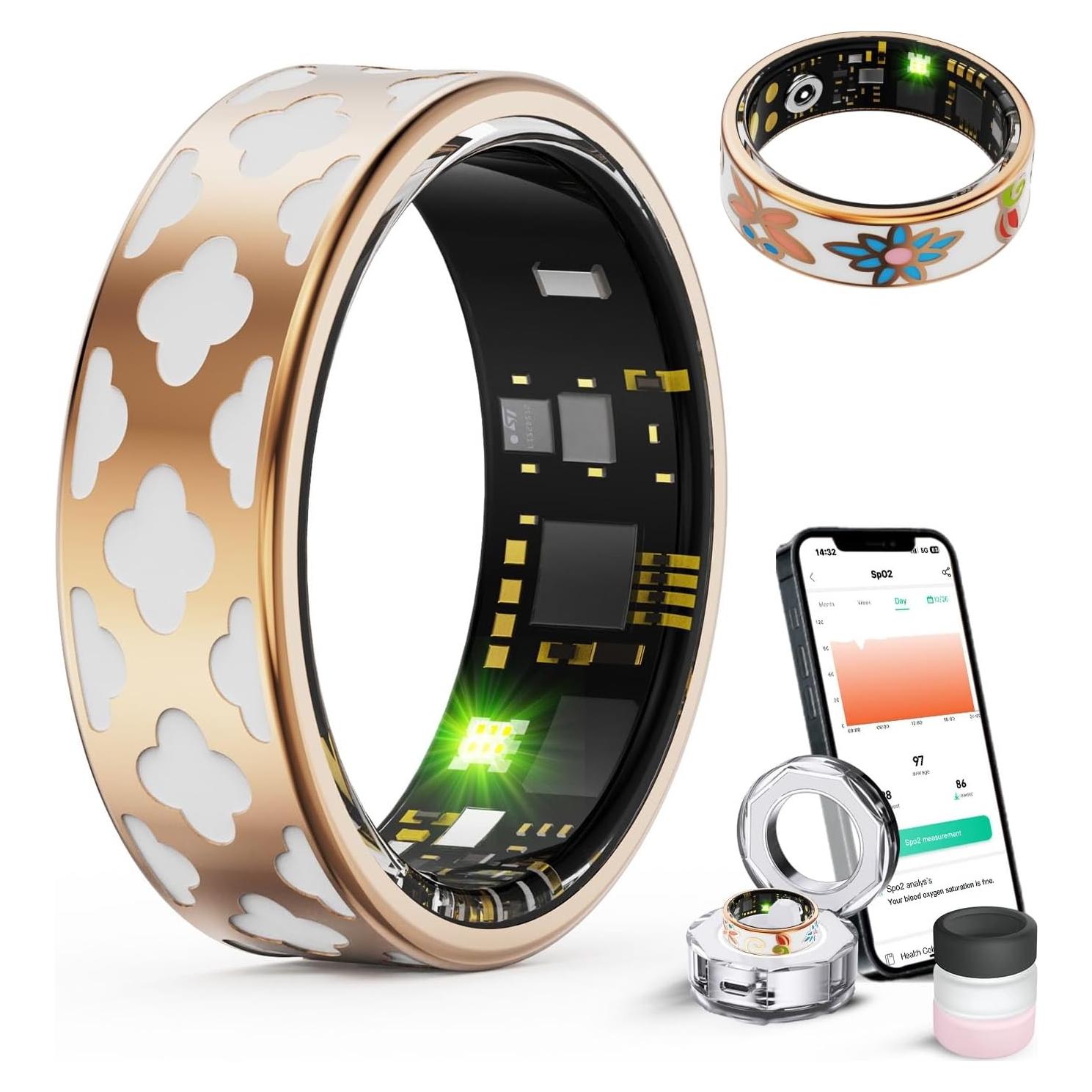 Anillo Inteligente Oucscru Blanco 8# Monitoreo Salud y Sueño