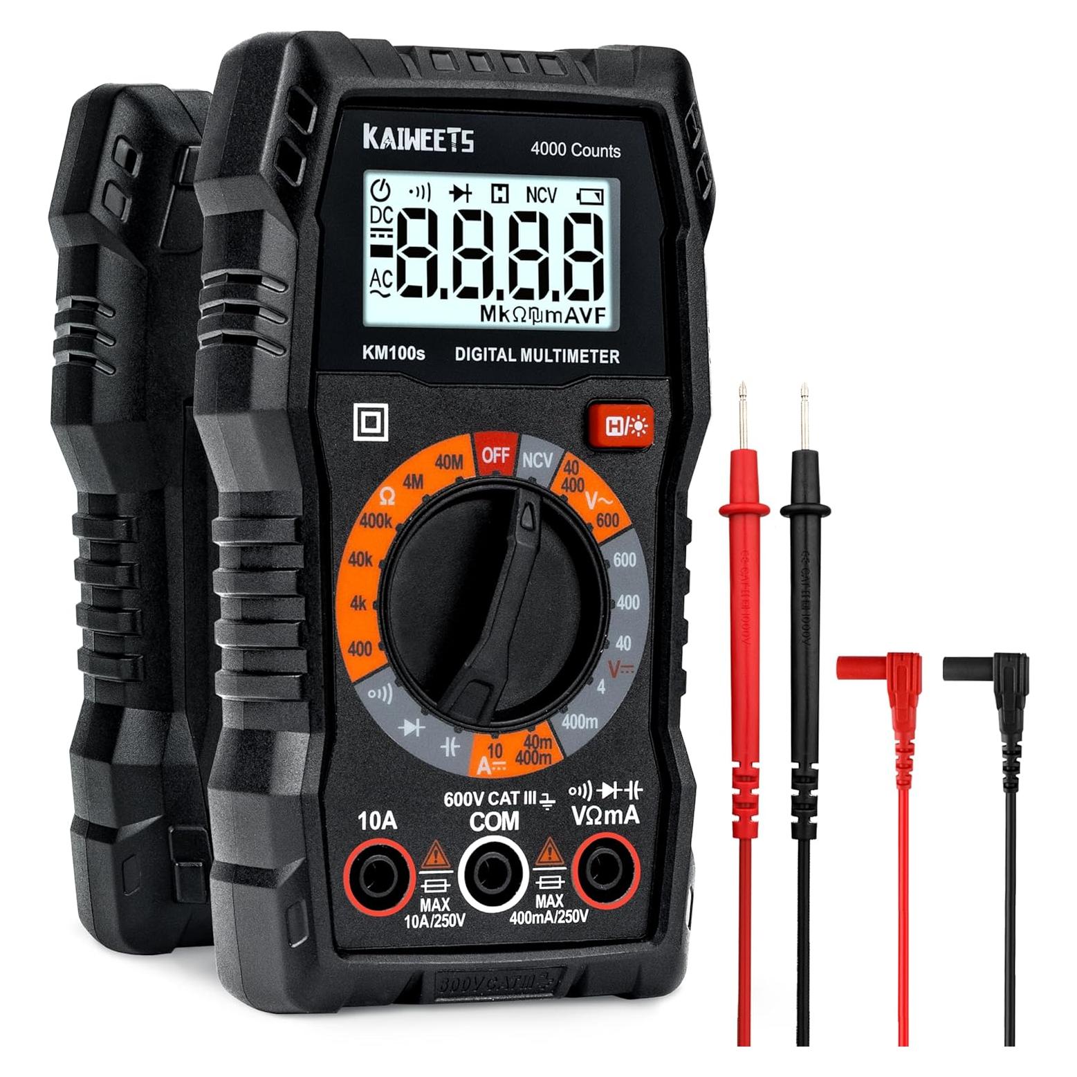 Multímetro Digital KAIWEETS KM100S 4000 Cuentas AC/DC