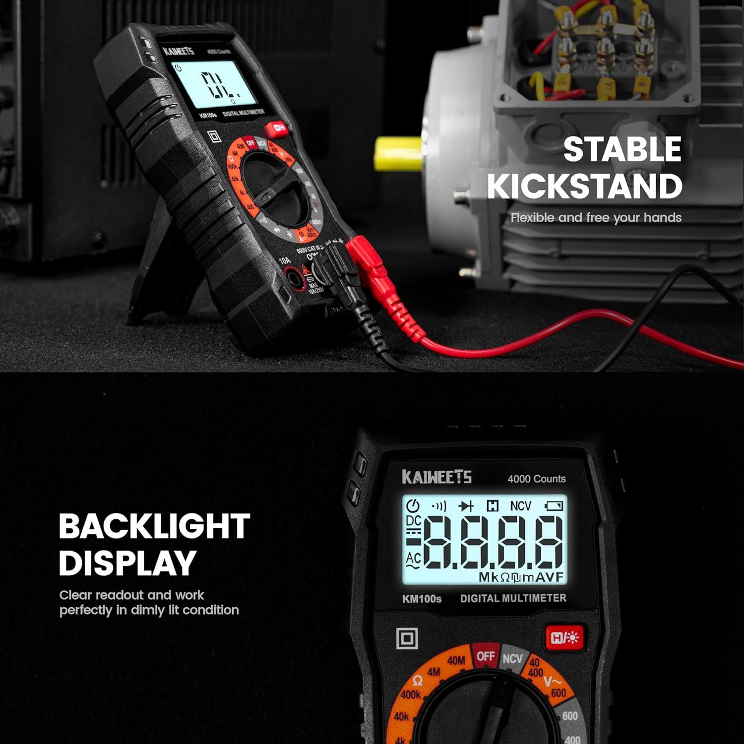 Multímetro Digital KAIWEETS KM100S 4000 Cuentas AC/DC