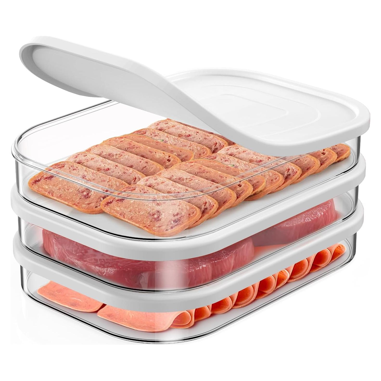 Contenedor de carne de charcutería XWF 3PCS apilables BPA Free