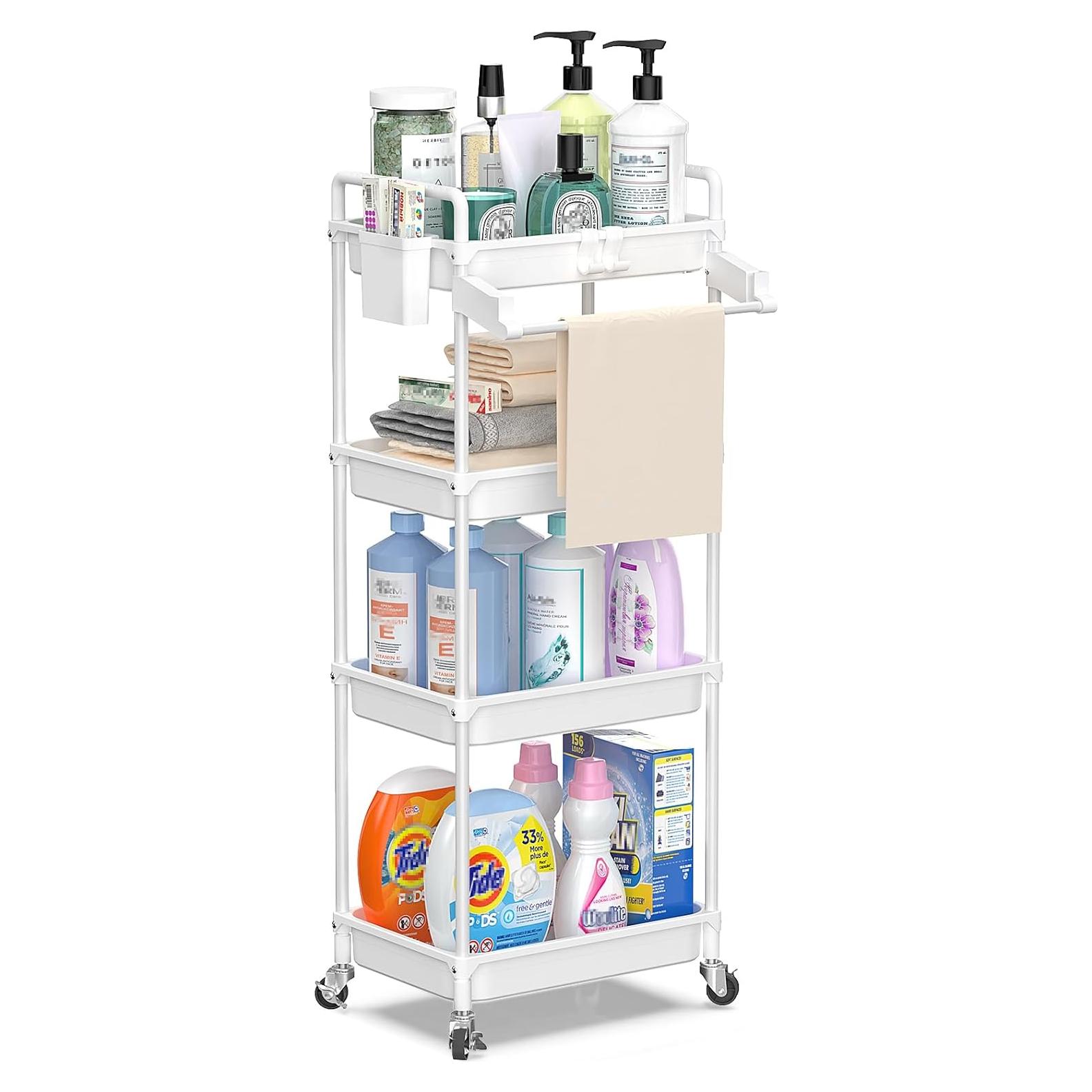 Carro de Almacenamiento Rodante SPACEKEEPER 4 Niveles Blanco