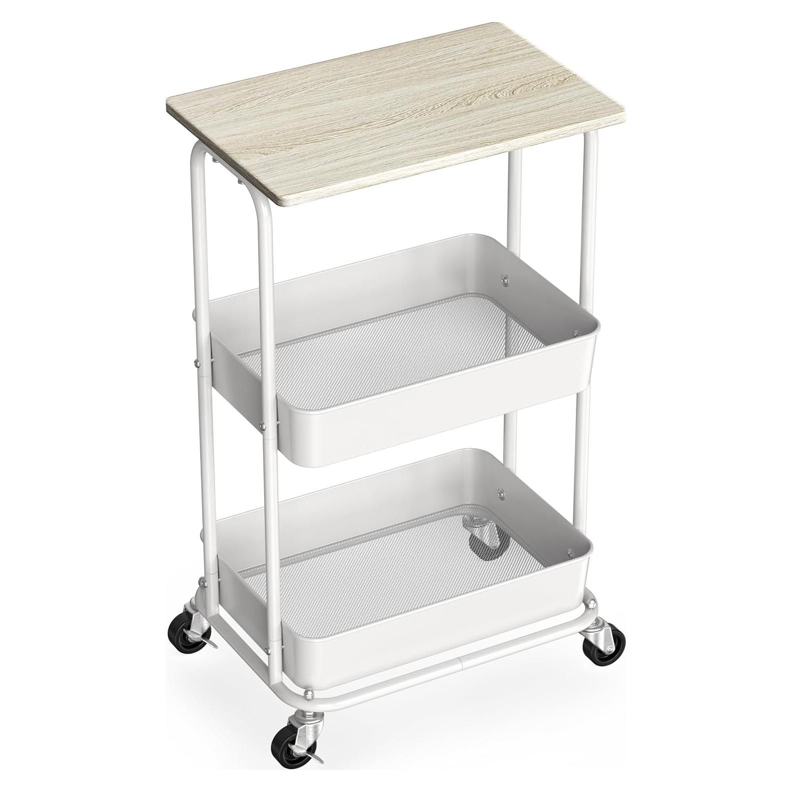 Carro de Almacenamiento Rodante Simple Houseware 2 Niveles Arce