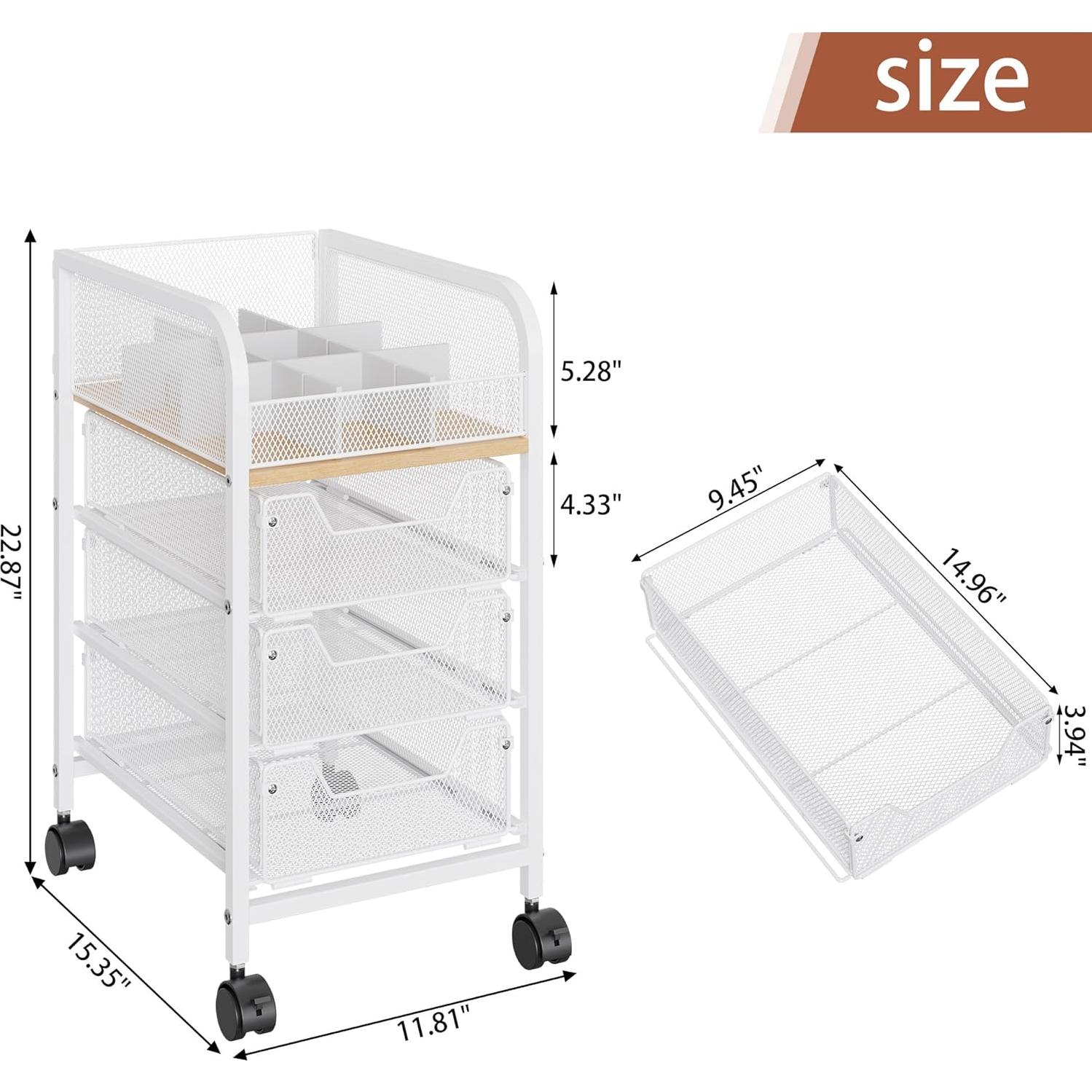 Carro Organizador de Maquillaje Jakyitvi Blanco 3 Cajones