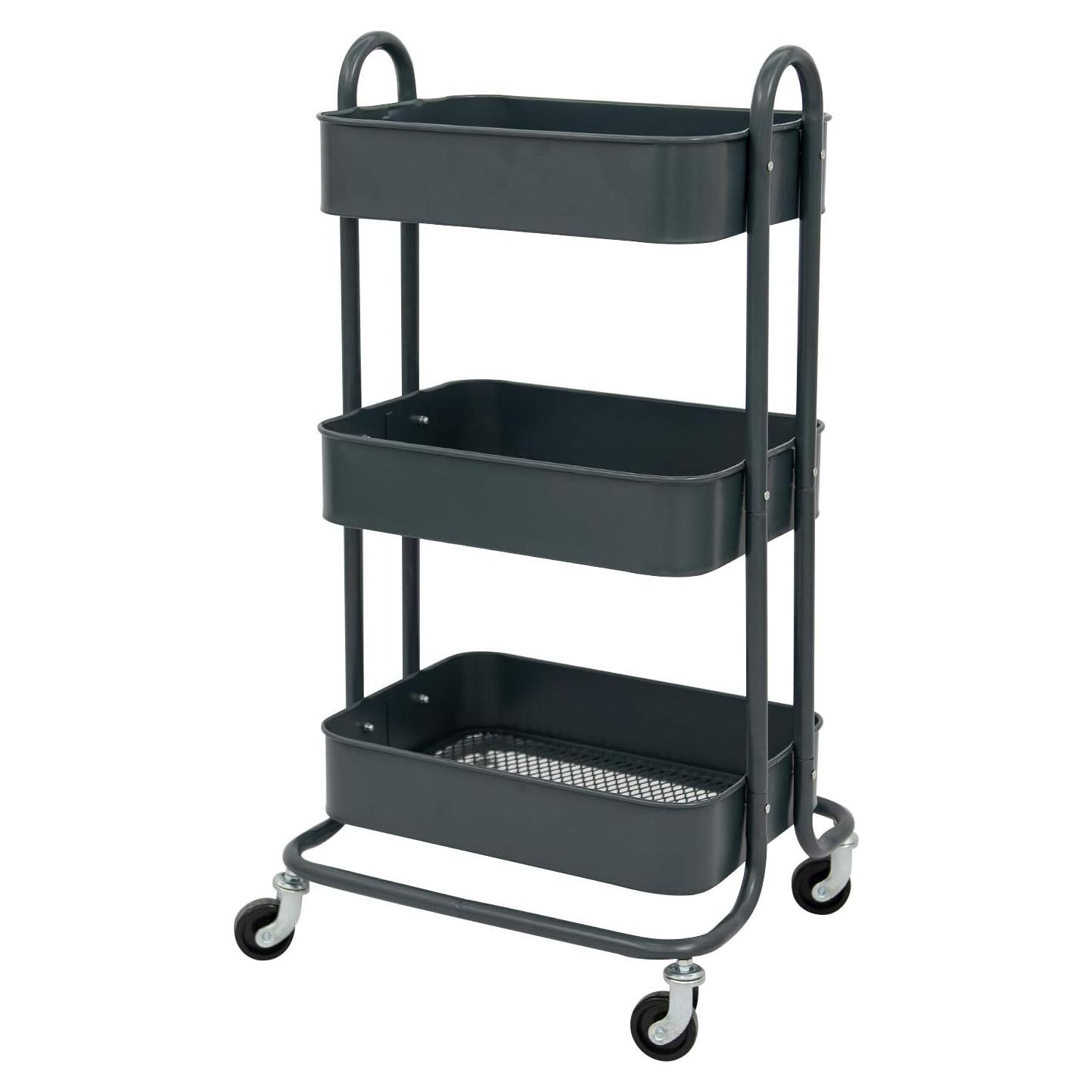 Carro de Almacenamiento Móvil Wonline 3 Niveles Metal Gris