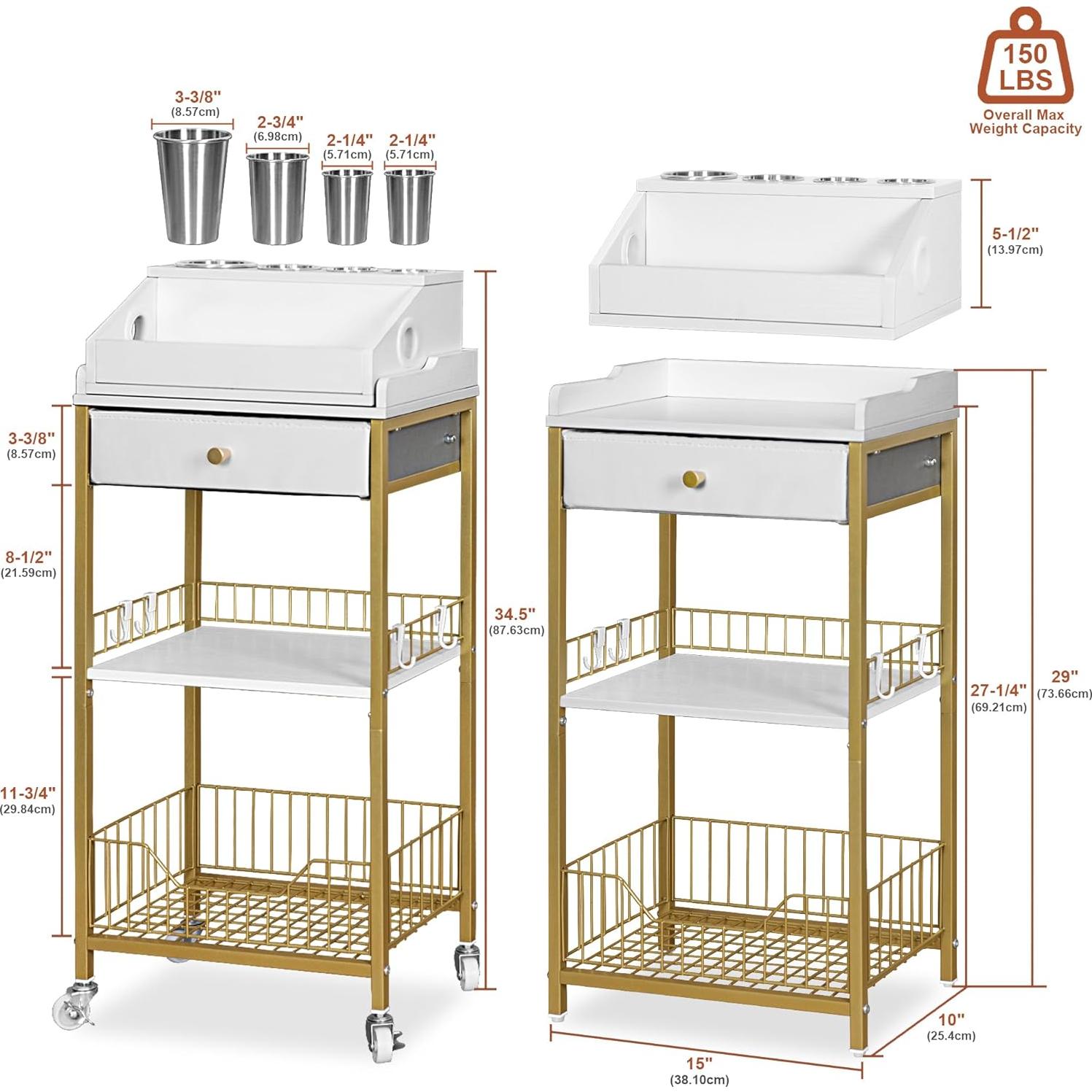 Carro Organizador de Maquillaje NauwaBarn Dorado 15" x 10"