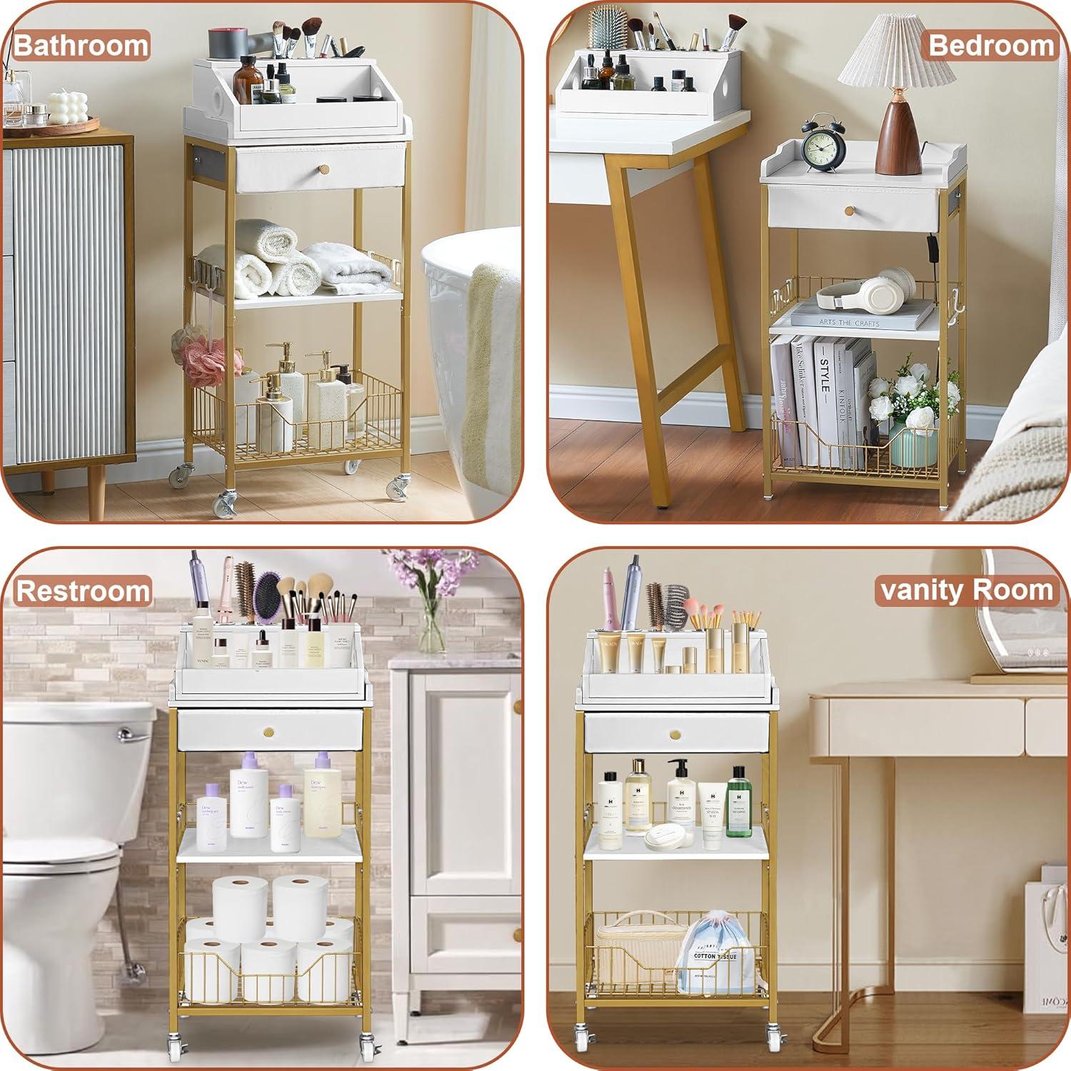 Carro Organizador de Maquillaje NauwaBarn Dorado 15" x 10"