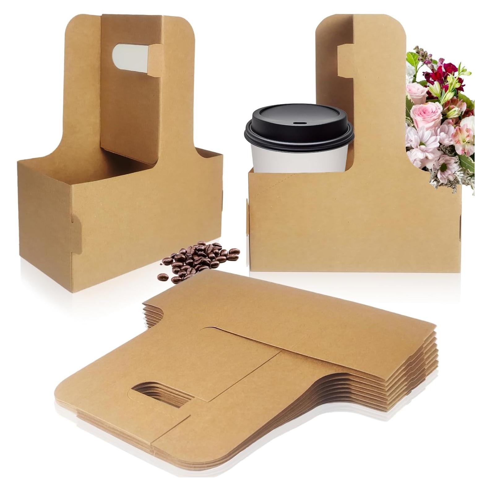 Portavasos de Cartón Marrón Lalvam para 2 Tazas - 8 Pcs