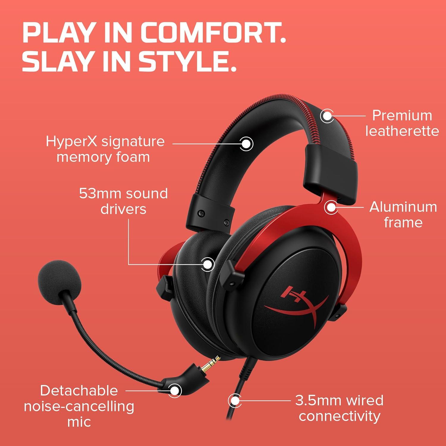 Auriculares HyperX Cloud II con sonido envolvente 7.1 - Rojo
