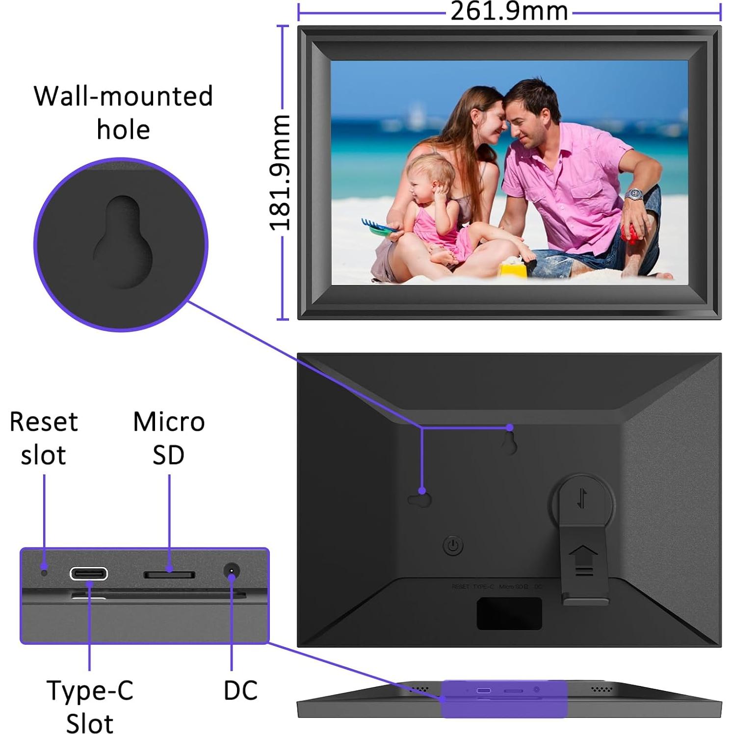 Marco de Fotos Digital WiFi 10.1" ThankViP Pantalla HD 16GB