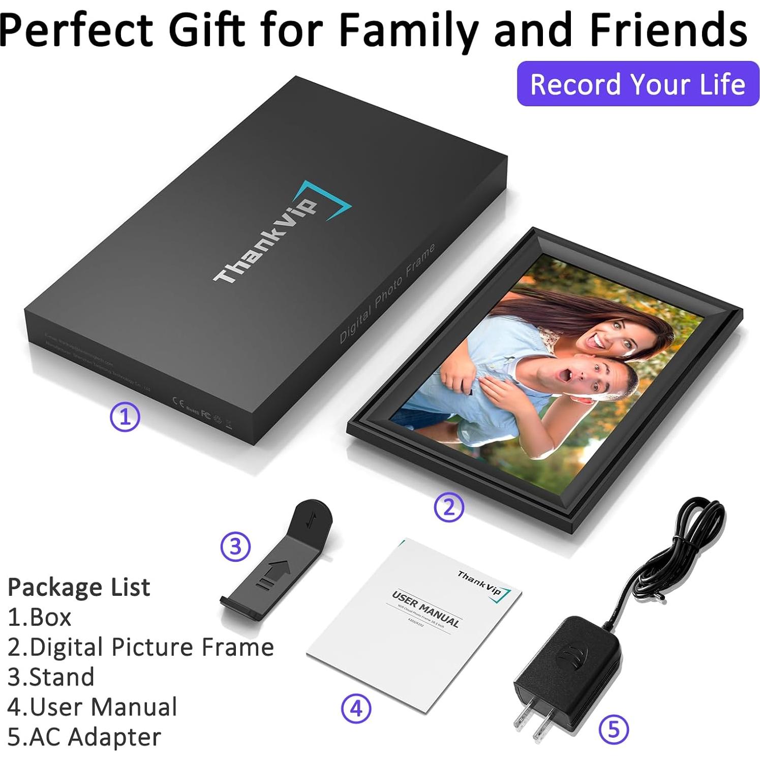 Marco de Fotos Digital WiFi 10.1" ThankViP Pantalla HD 16GB