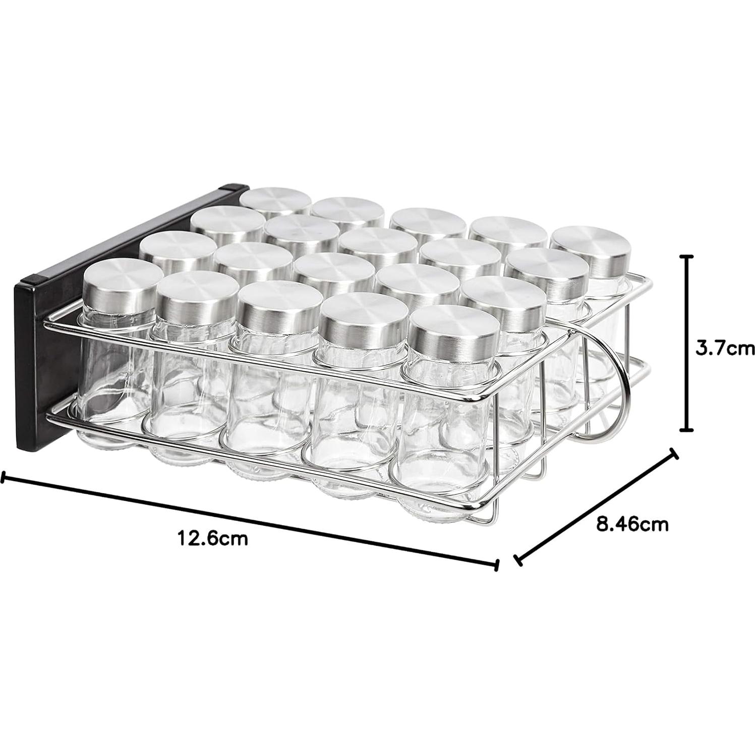 Organizador de Especias Amazon Basics 20 Tarros Vidrio Plata