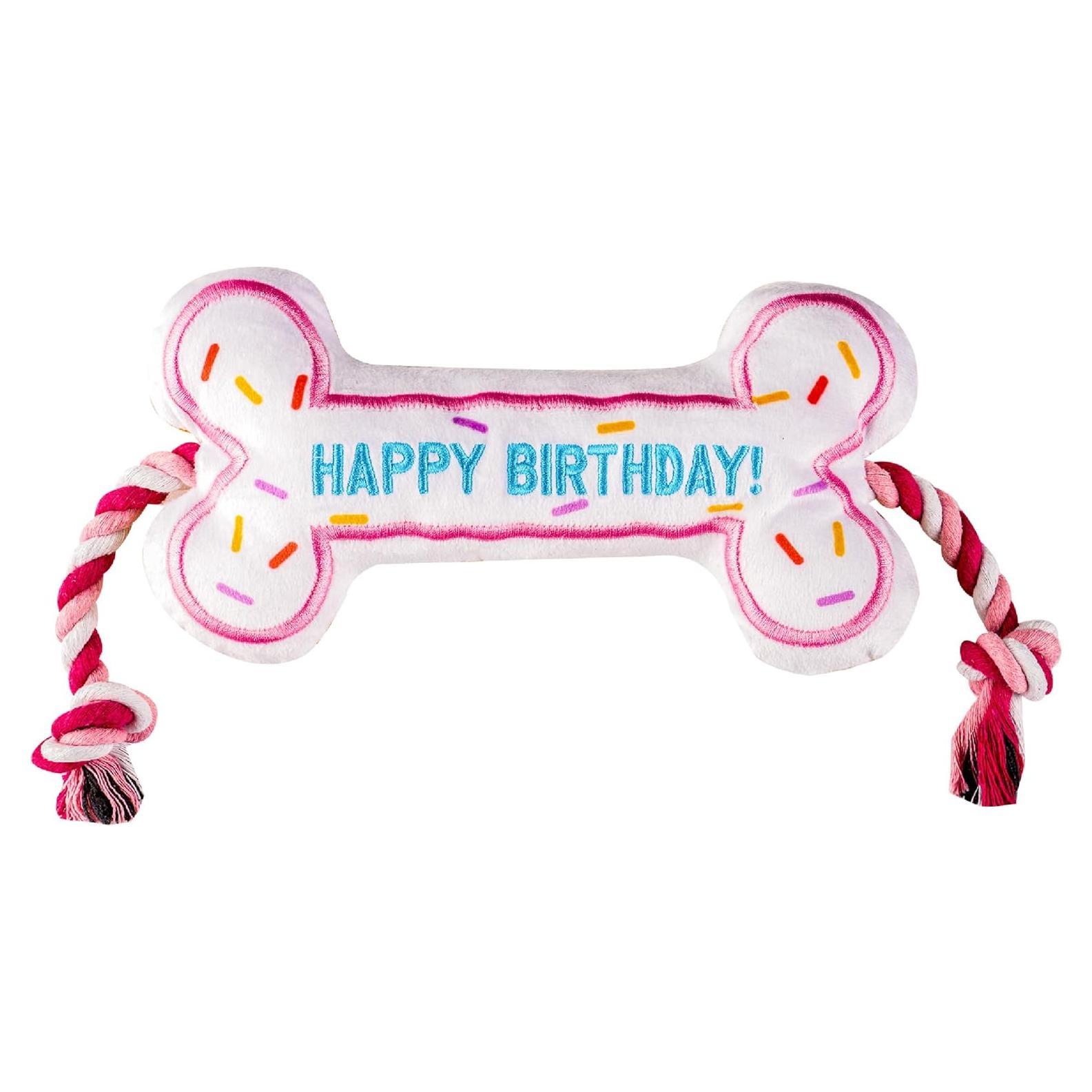 Hueso de Cumpleaños para Perros Pawty - Juguete Interactivo Rosa