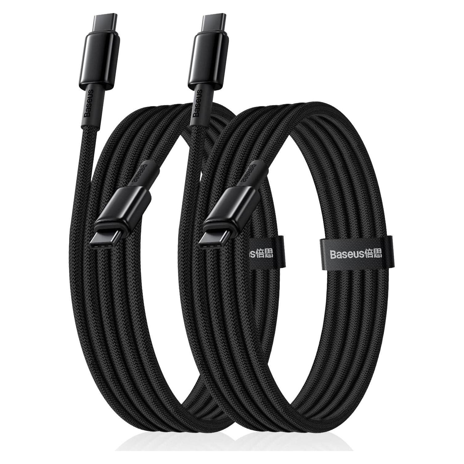 Cable USB C Baseus 100W 2m Trenzado Negro 2 Pack