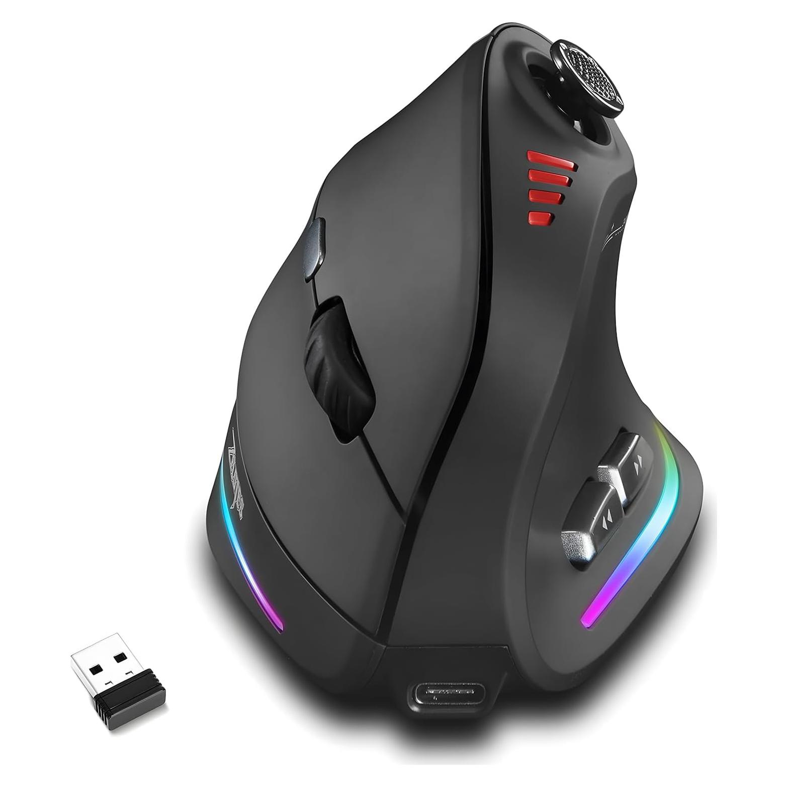 Ratón Gaming Vertical Inalámbrico Attoe F-18 24000 DPI 12 Botones