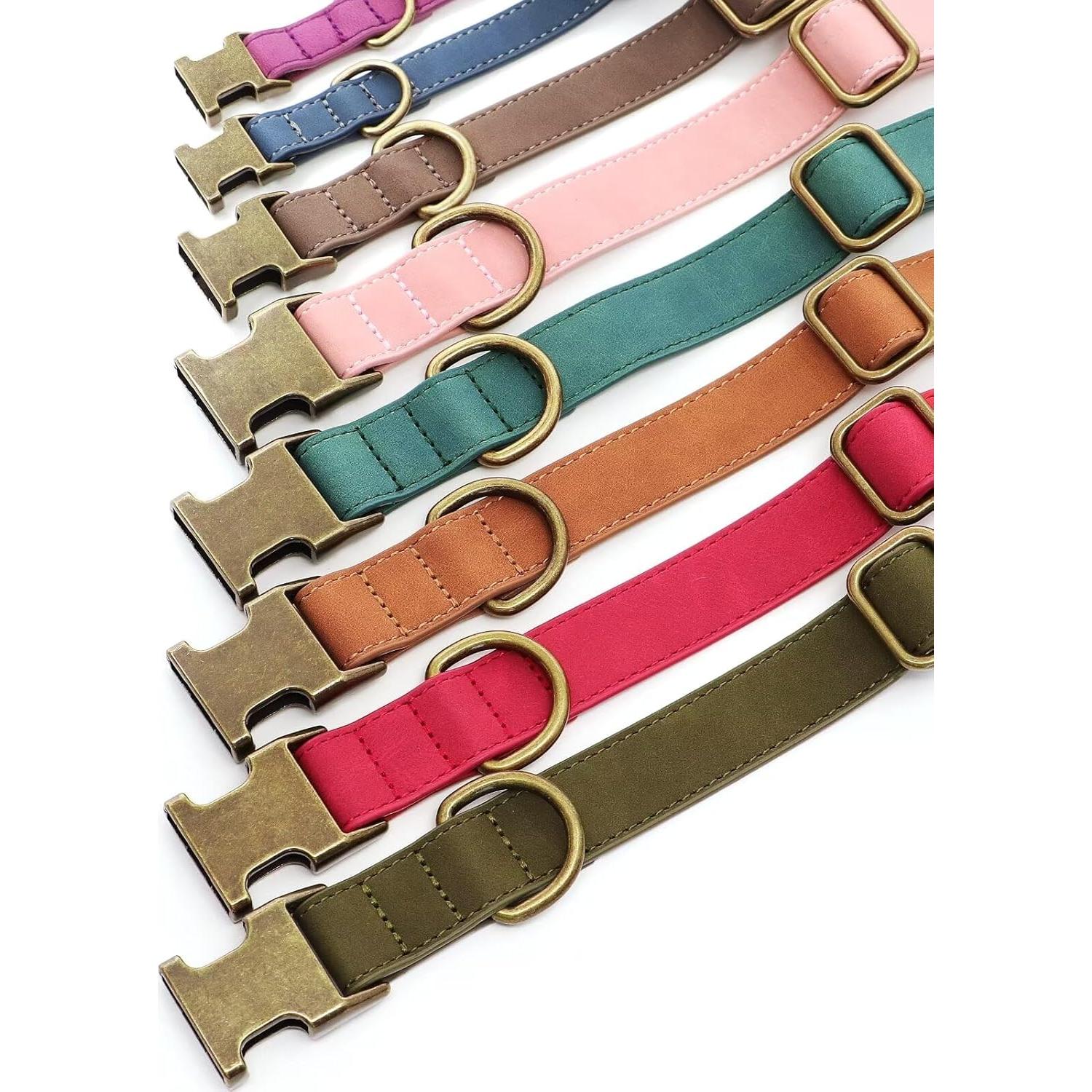 Collar para Perro Didog de Cuero PU Ajustable Azul Talla S