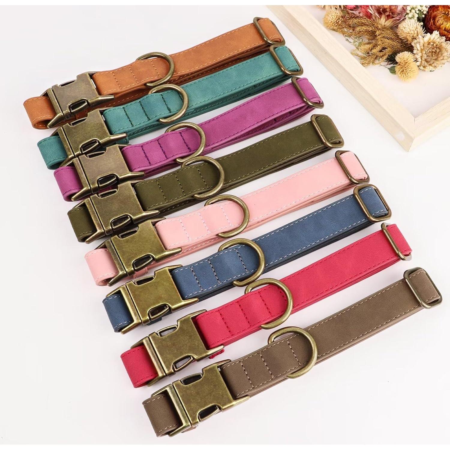 Collar para Perro Didog de Cuero PU Ajustable Azul Talla S