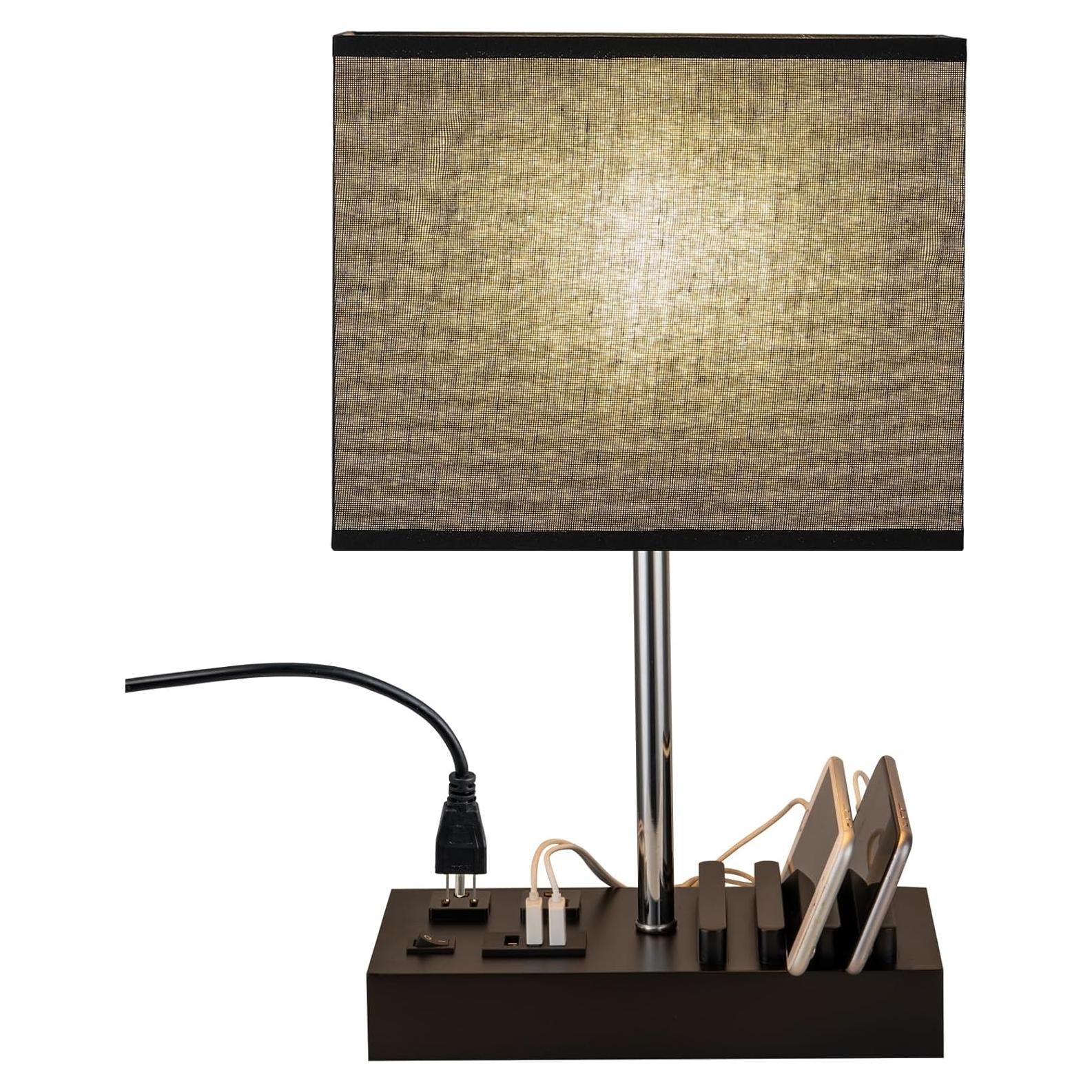 Lámpara de Mesa USB Briever L6009-2AC con 2 Salidas AC y 3 Puertos USB