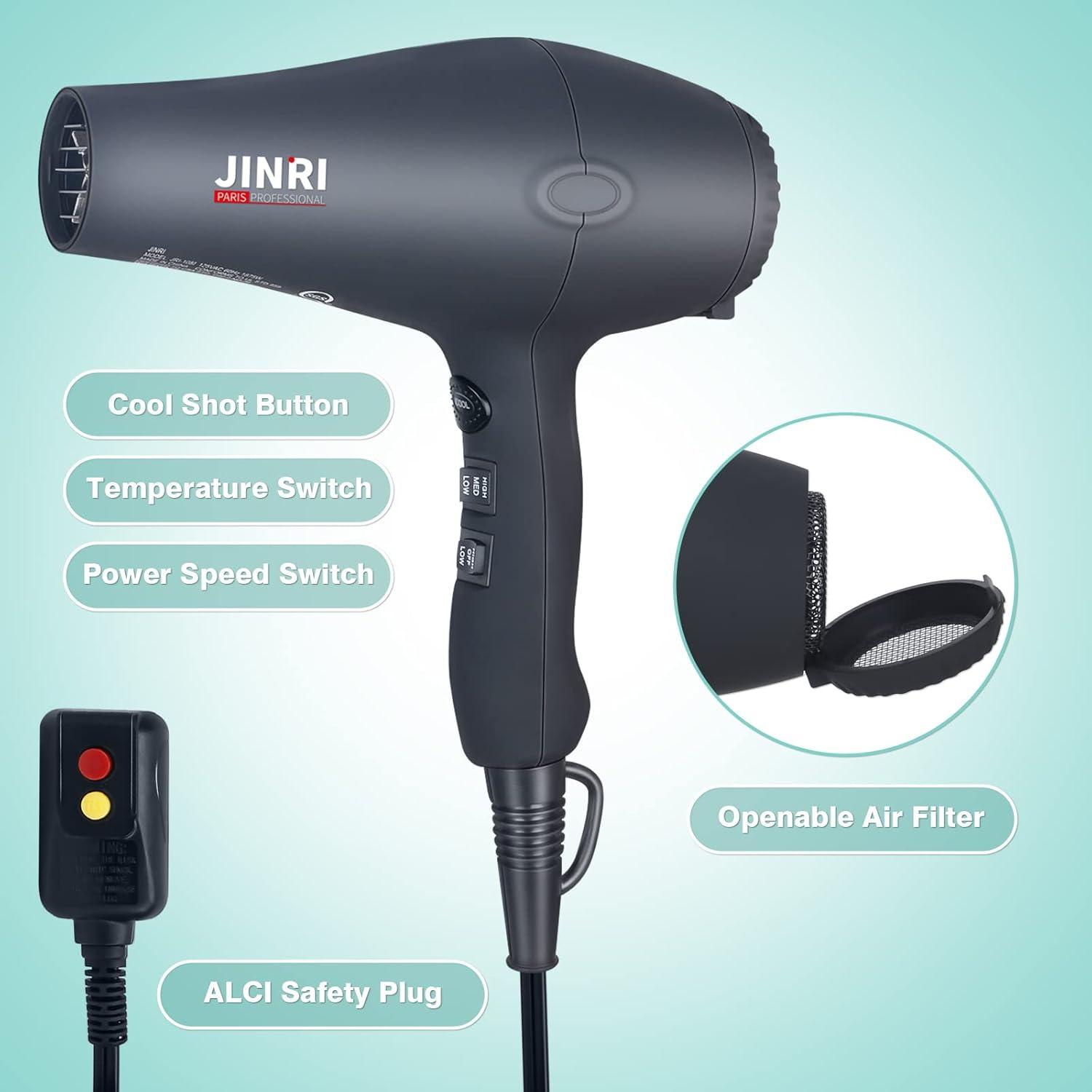 Secador de pelo JINRI 1875W profesional iónico con difusor
