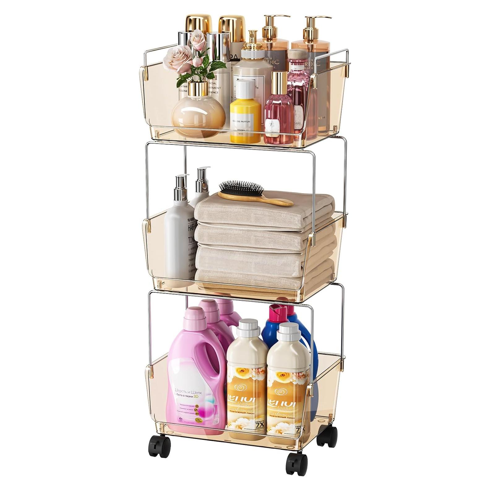 Carro Rodante de Almacenamiento Delamu 3 Niveles Ámbar