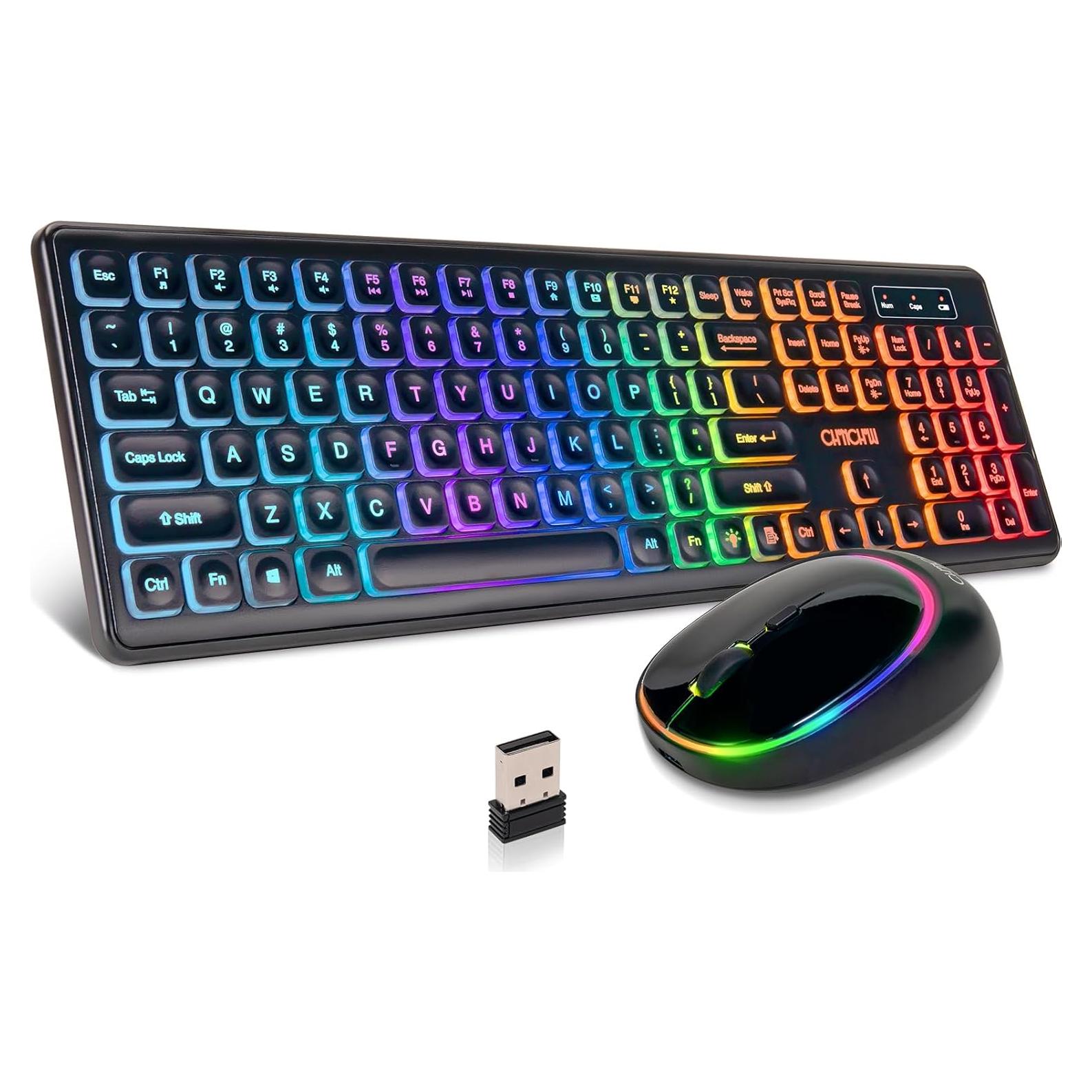 Combo Teclado y Ratón Inalámbrico CHONCHOW Retroiluminado USB-C