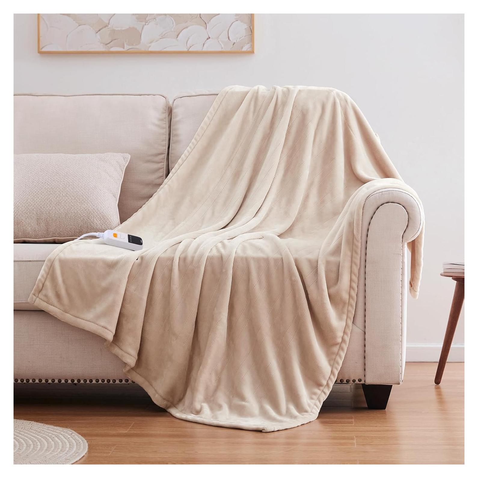 Manta Eléctrica Sealy 127x152cm Franela Beige 6 Niveles Calor