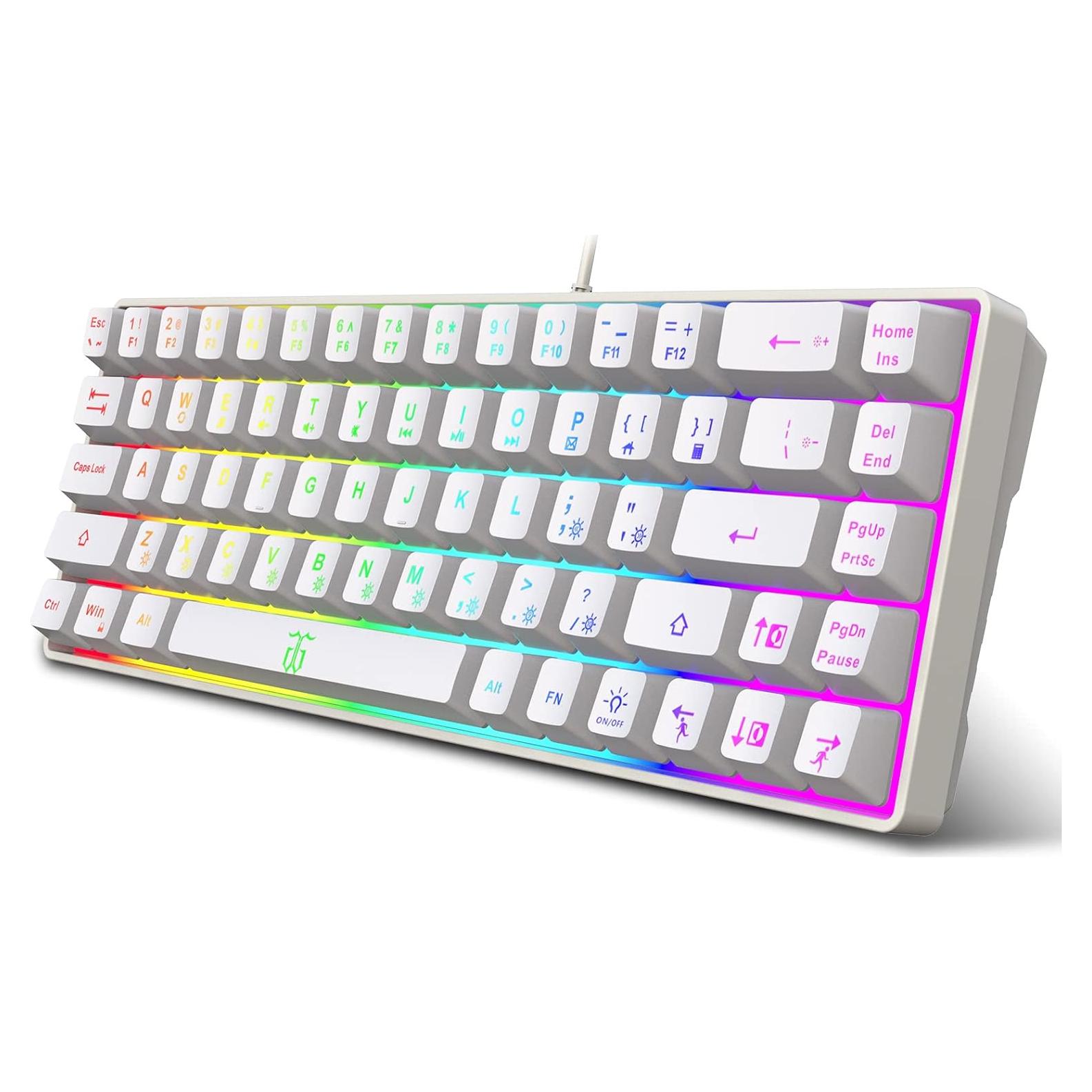 Teclado Gaming Snpurdiri 60% Compacto RGB Ergonómico Blanco