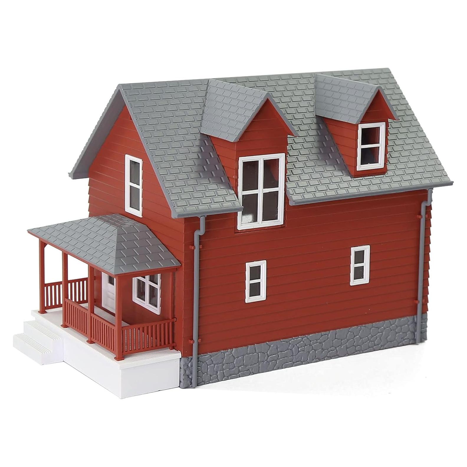 Casa Modelo Escala O JZO01 Rojo para Diorama 21.5x12x16.7 cm