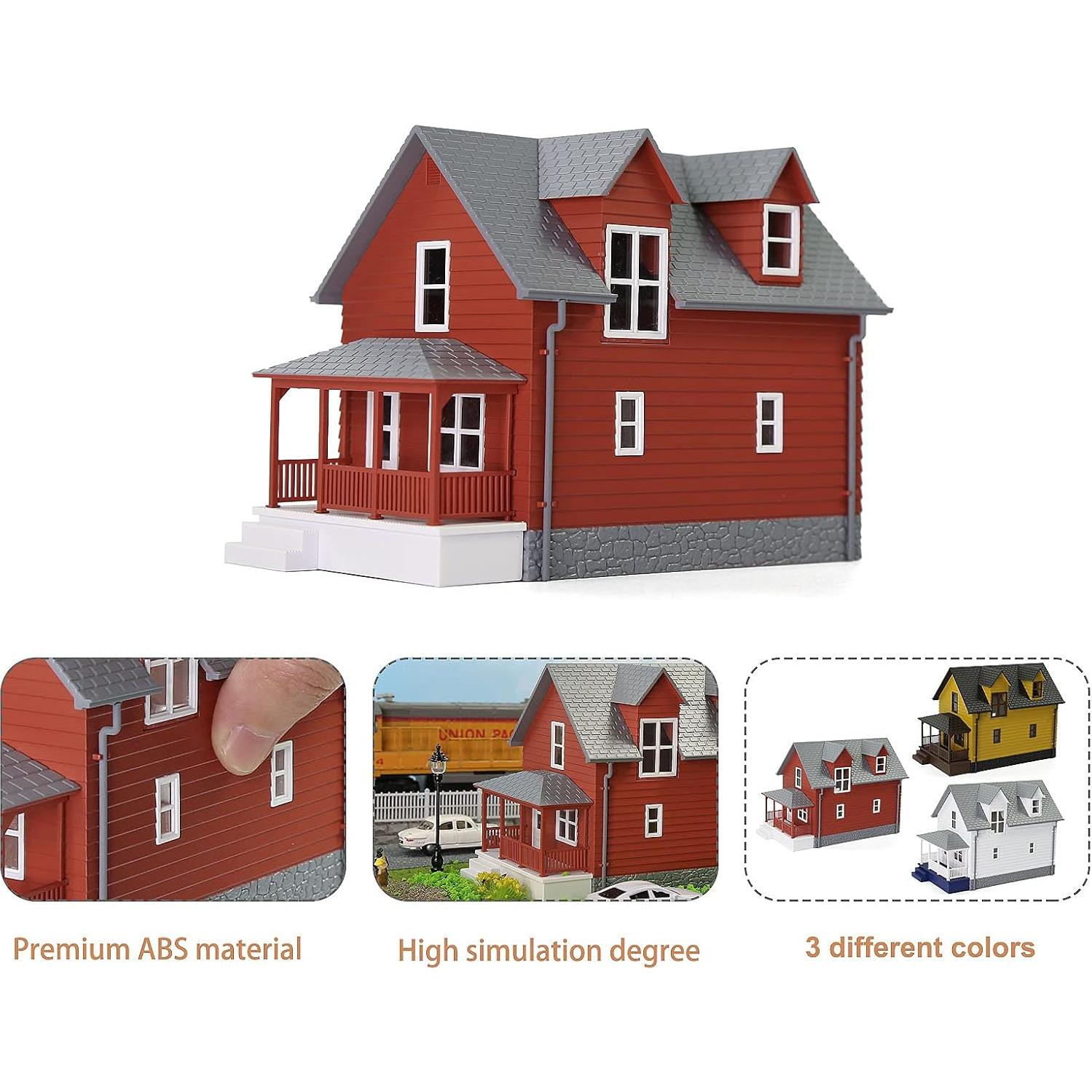 Casa Modelo Escala O JZO01 Rojo para Diorama 21.5x12x16.7 cm