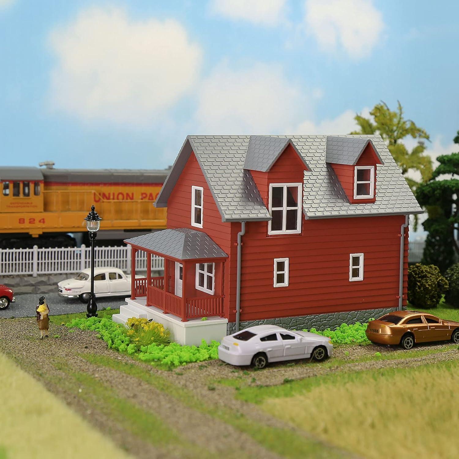 Casa Modelo Escala O JZO01 Rojo para Diorama 21.5x12x16.7 cm