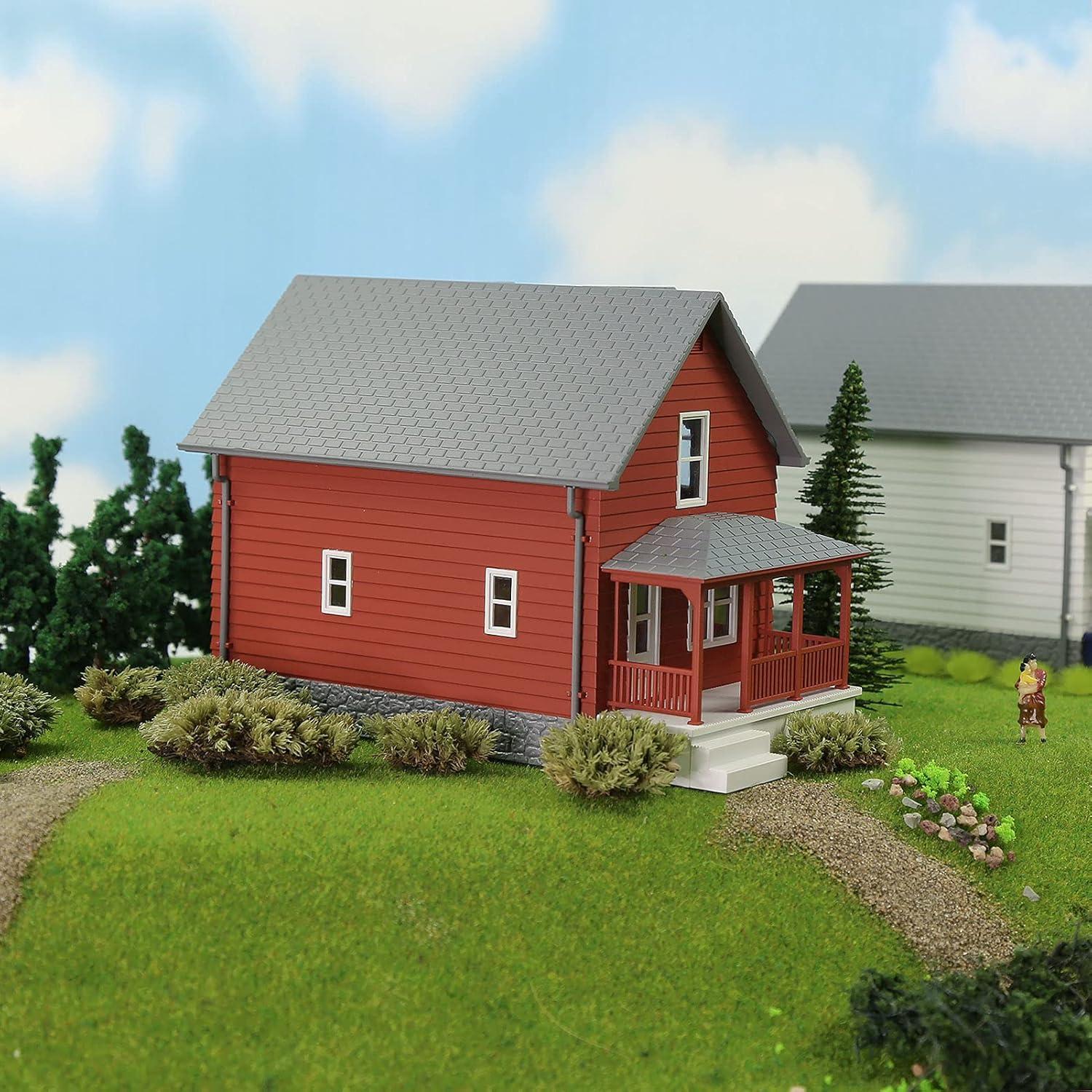 Casa Modelo Escala O JZO01 Rojo para Diorama 21.5x12x16.7 cm