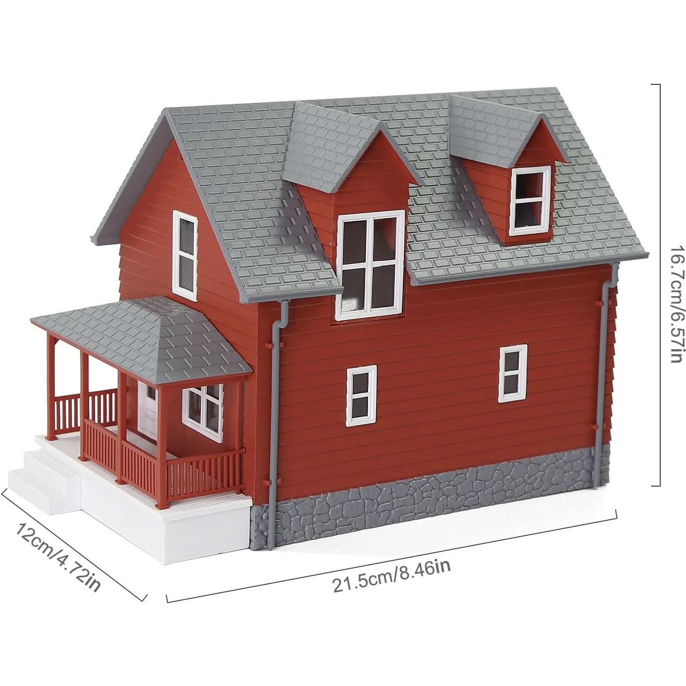 Casa Modelo Escala O JZO01 Rojo para Diorama 21.5x12x16.7 cm