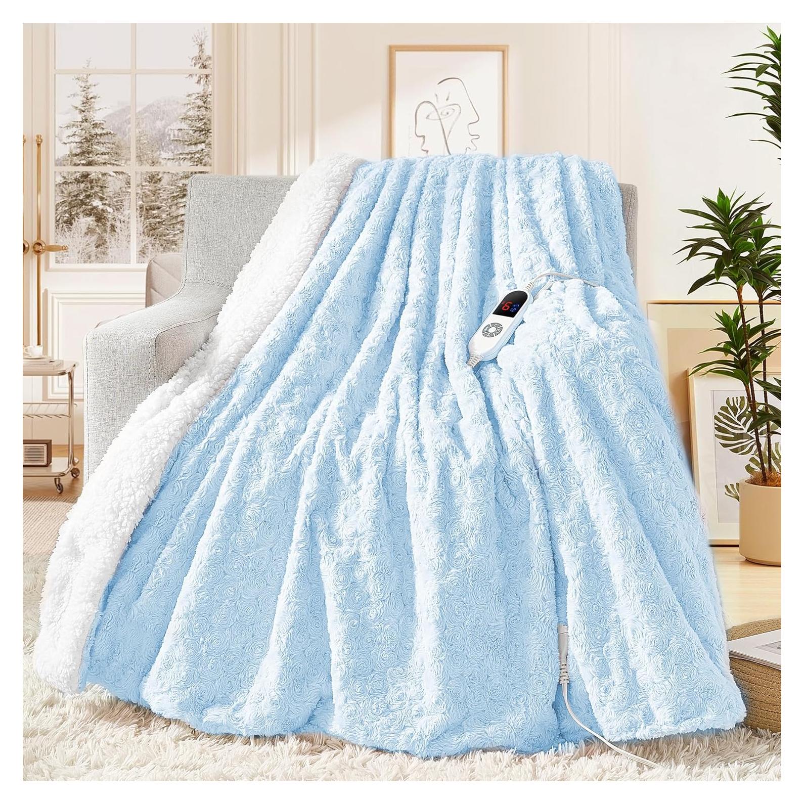 Manta Calentada Eléctrica MAXEVE 127x152cm Piel de Conejo Falsa