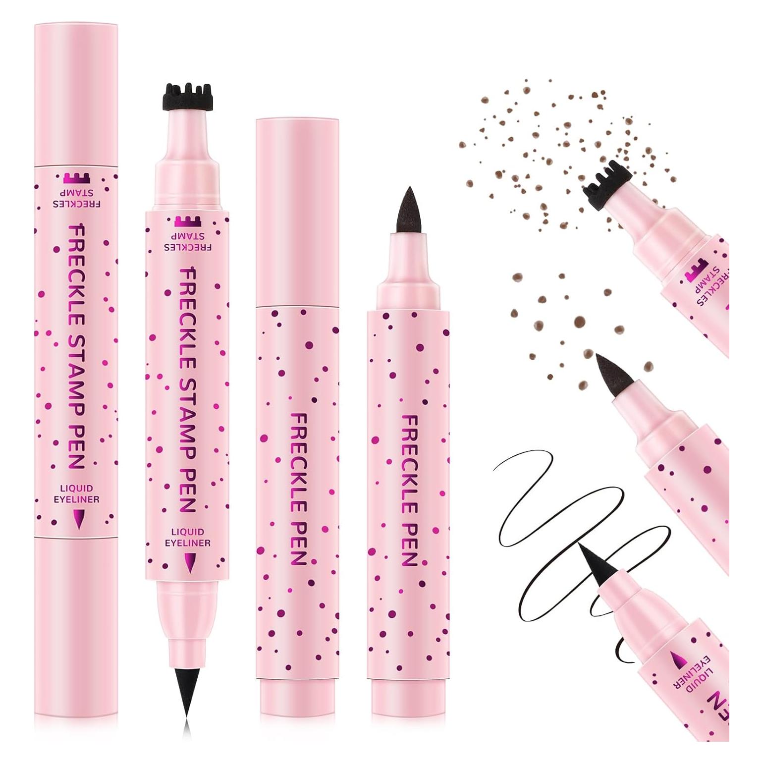 Juego de 2 bolígrafos de maquillaje de pecas marrón claro